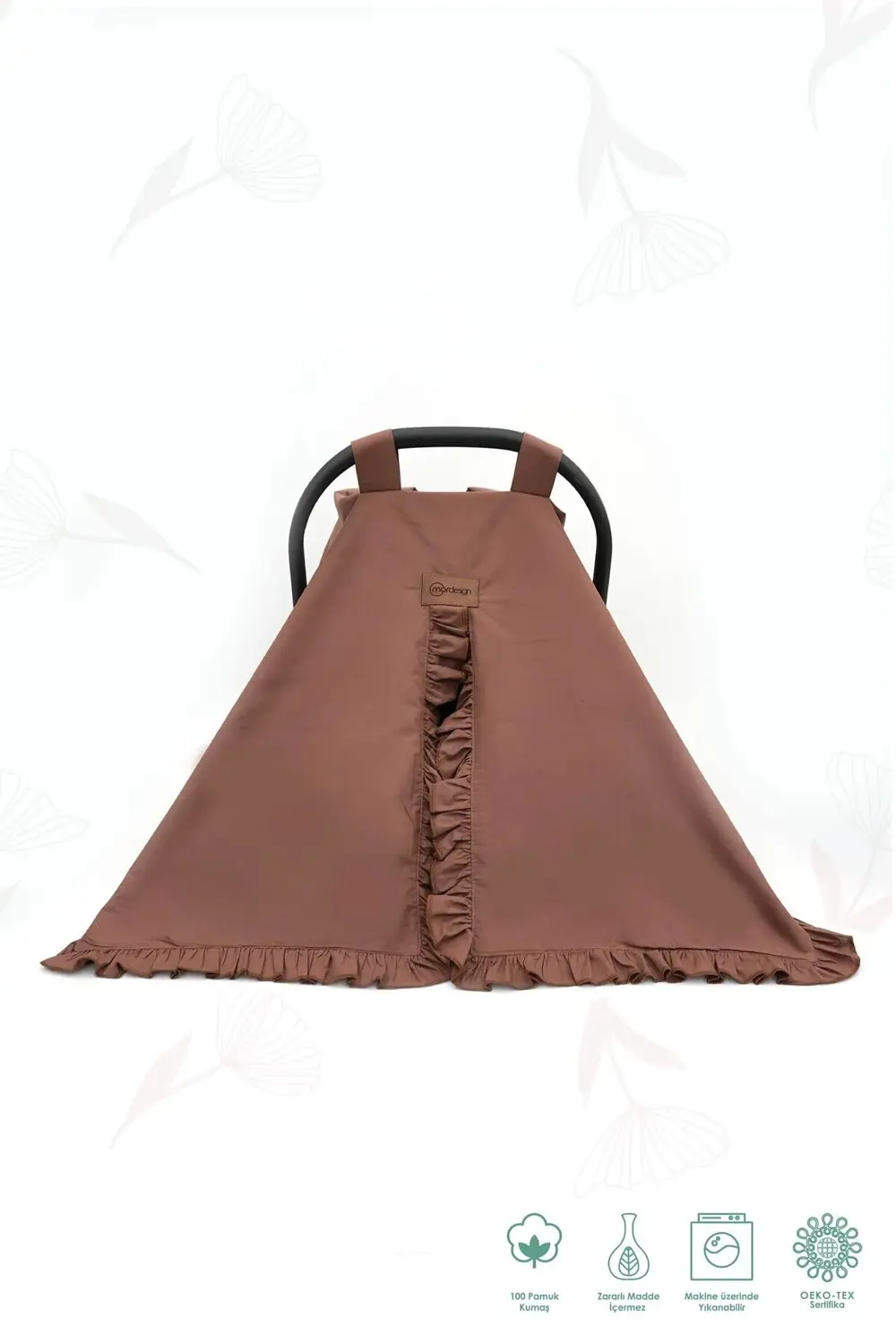 Mordesign Bebek Puset Örtüsü,Çok Amaçlı Yenidoğan %100 Pamuk Fırfırlı Örtü,