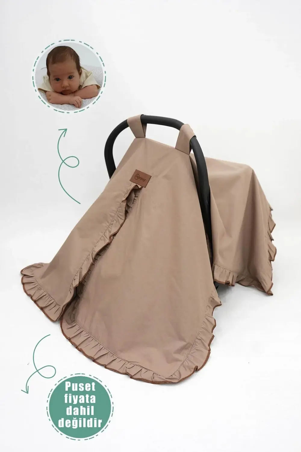 Mordesign Bebek Puset Örtüsü,Çok Amaçlı Yenidoğan %100 Pamuk Fırfırlı Örtü,