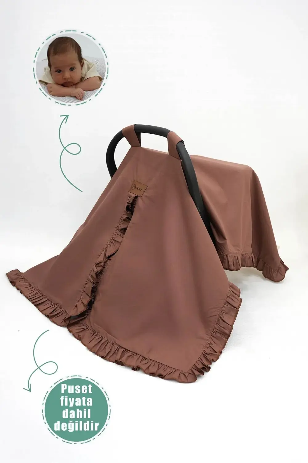 Mordesign Bebek Puset Örtüsü,Çok Amaçlı Yenidoğan %100 Pamuk Fırfırlı Örtü,