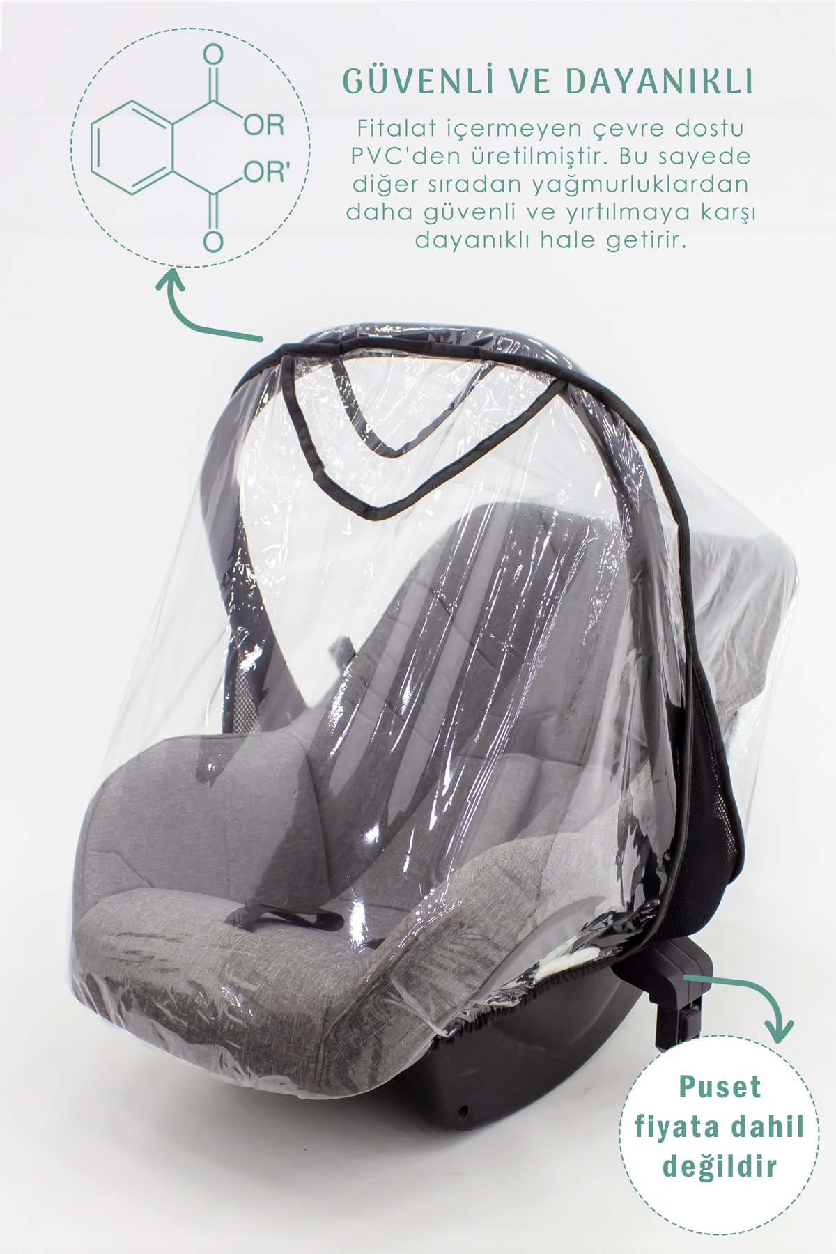 Mordesign Bebek Puset/Ana Kucağı Yağmurluğu, Lastikli Tasarım, Suya Dayanık