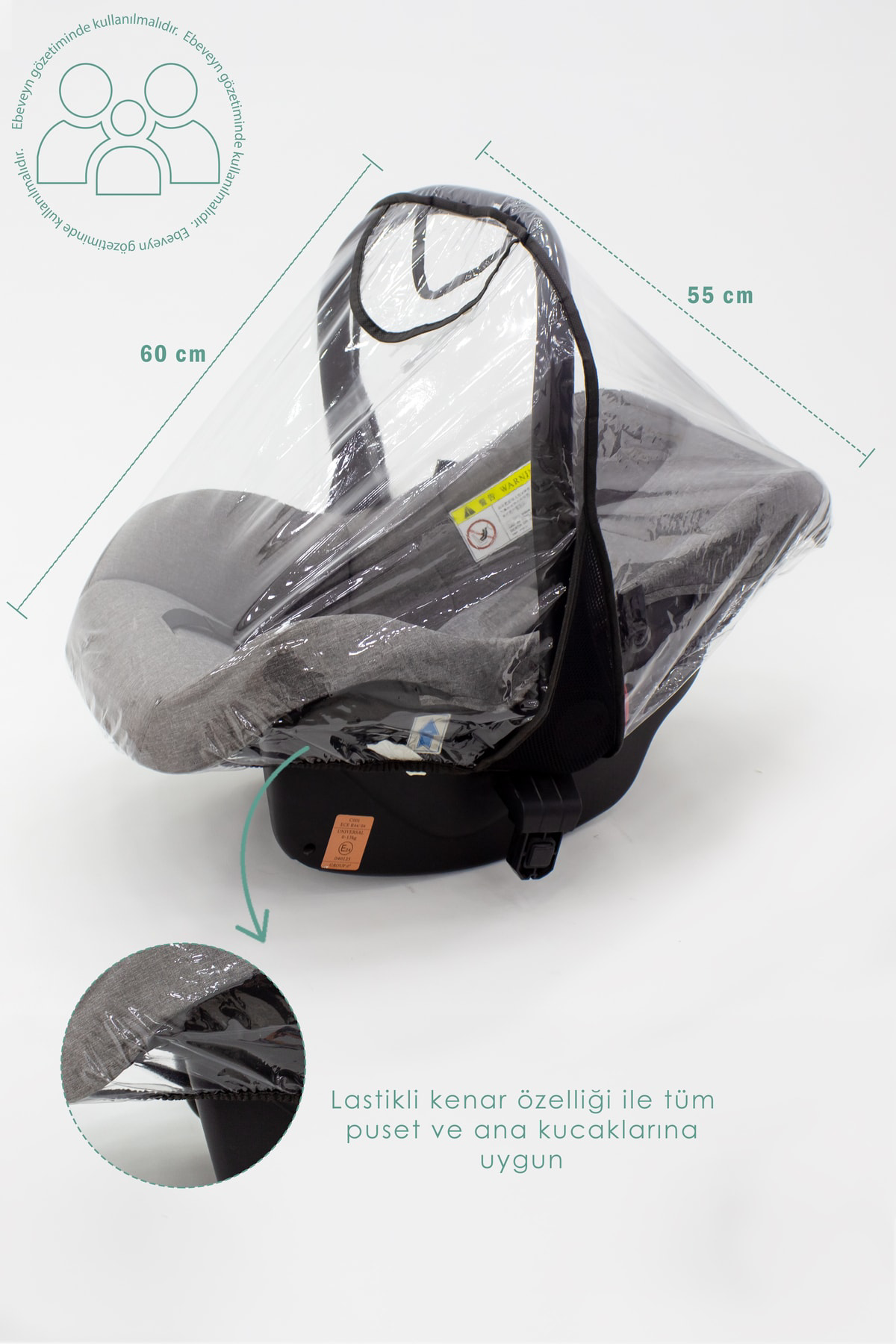 Mordesign Bebek Puset/Ana Kucağı Yağmurluğu, Lastikli Tasarım, Suya Dayanık