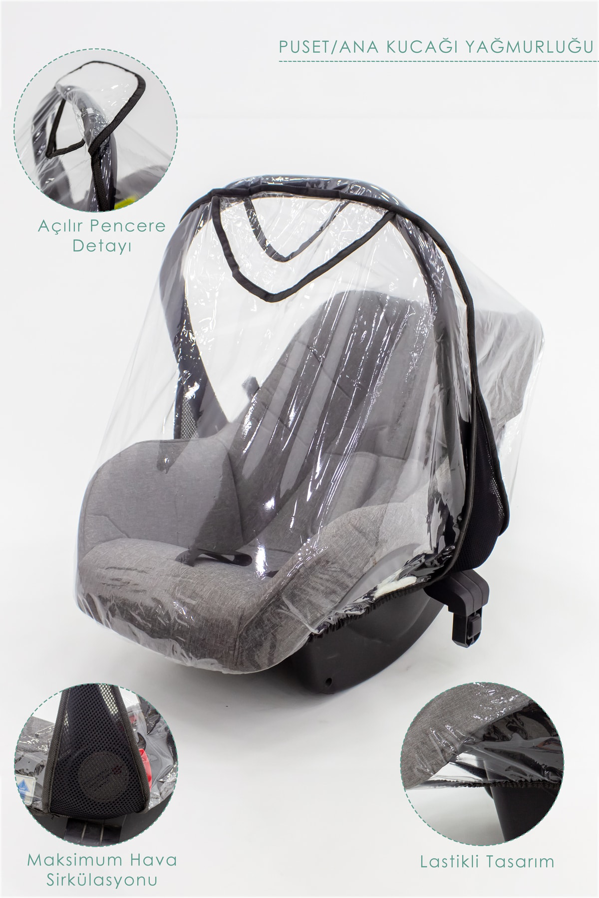 Mordesign Bebek Puset/Ana Kucağı Yağmurluğu, Lastikli Tasarım, Suya Dayanık