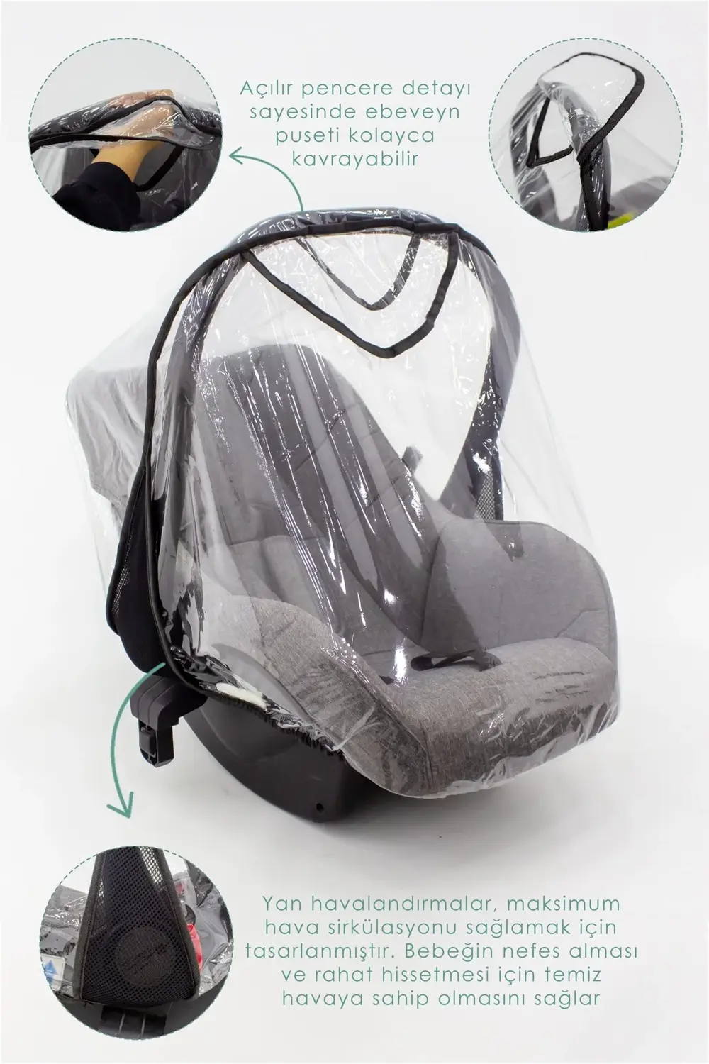 Mordesign Bebek Puset/Ana Kucağı Yağmurluğu, Lastikli Tasarım, Suya Dayanık