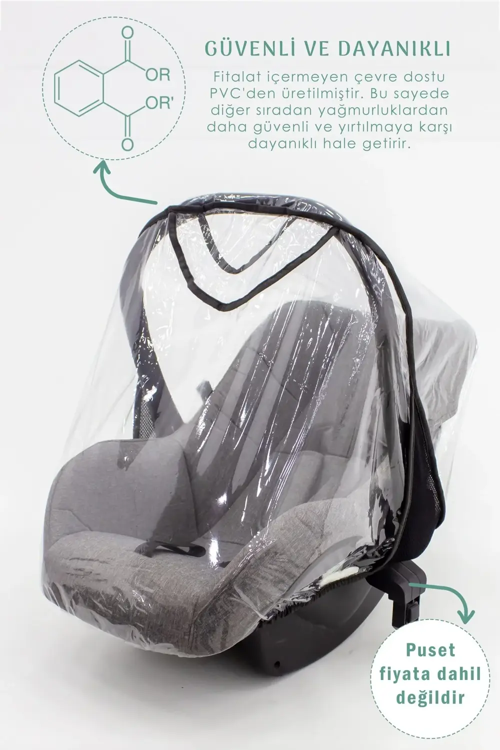 Mordesign Bebek Puset/Ana Kucağı Yağmurluğu, Lastikli Tasarım, Suya Dayanık