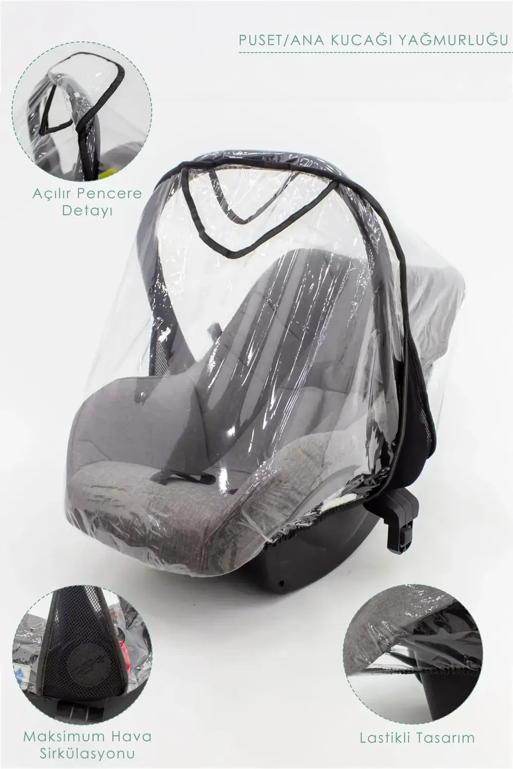 Mordesign Bebek Puset/Ana Kucağı Yağmurluğu, Lastikli Tasarım, Suya Dayanık