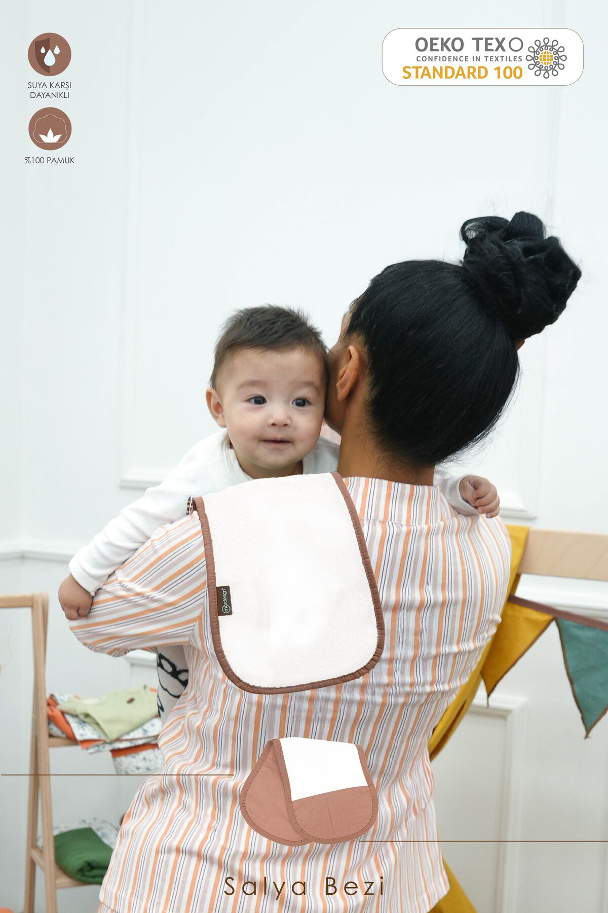 Mordesign Bebek Salya Bezi,Ağız Mendili, Yumuşak Geğirme Bezi,2 Katmanlı Sı