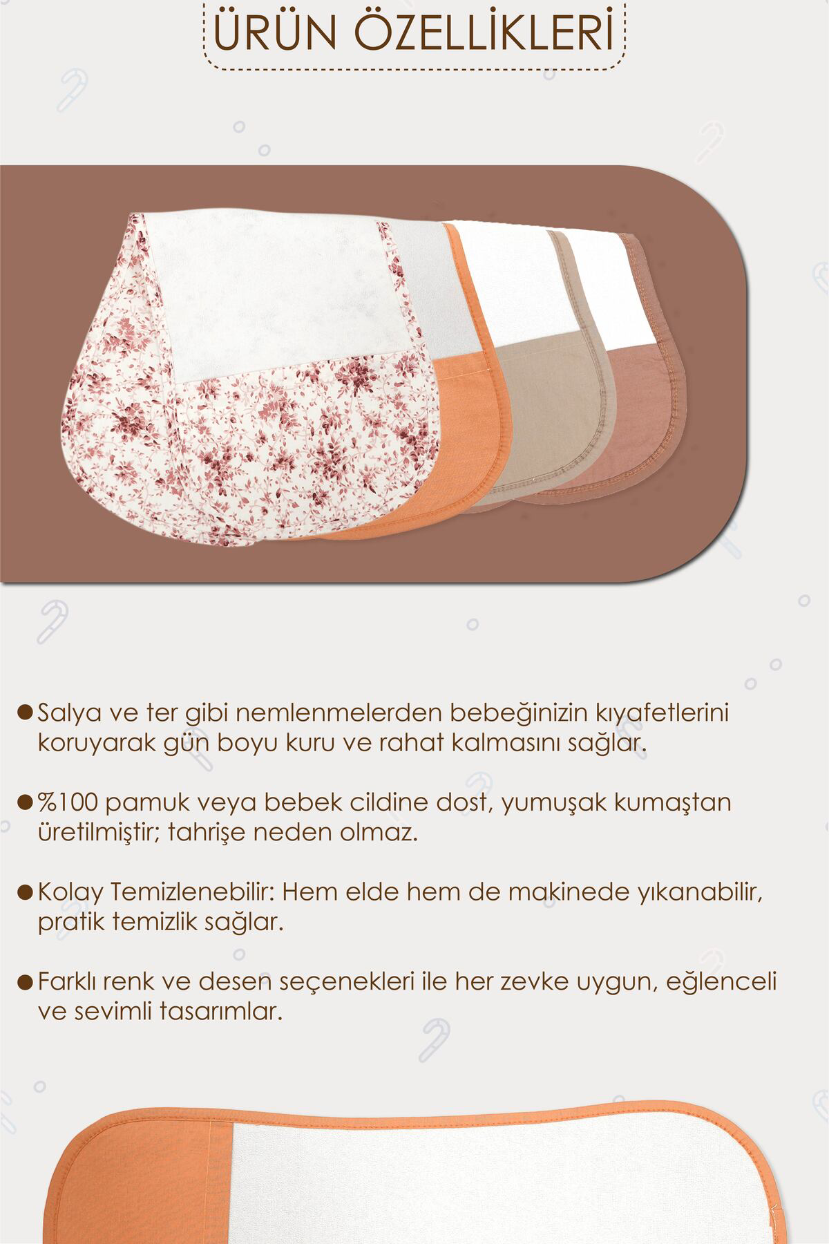 Mordesign Bebek Salya Bezi,Ağız Mendili, Yumuşak Geğirme Bezi,2 Katmanlı Sı