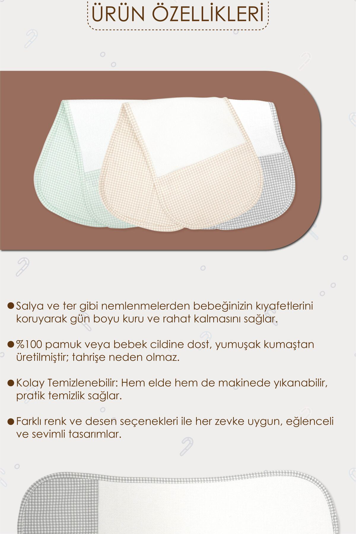 Mordesign Bebek Salya Bezi,Ağız Mendili,Ultra Yumuşak Geğirme Bezi,2 Katman