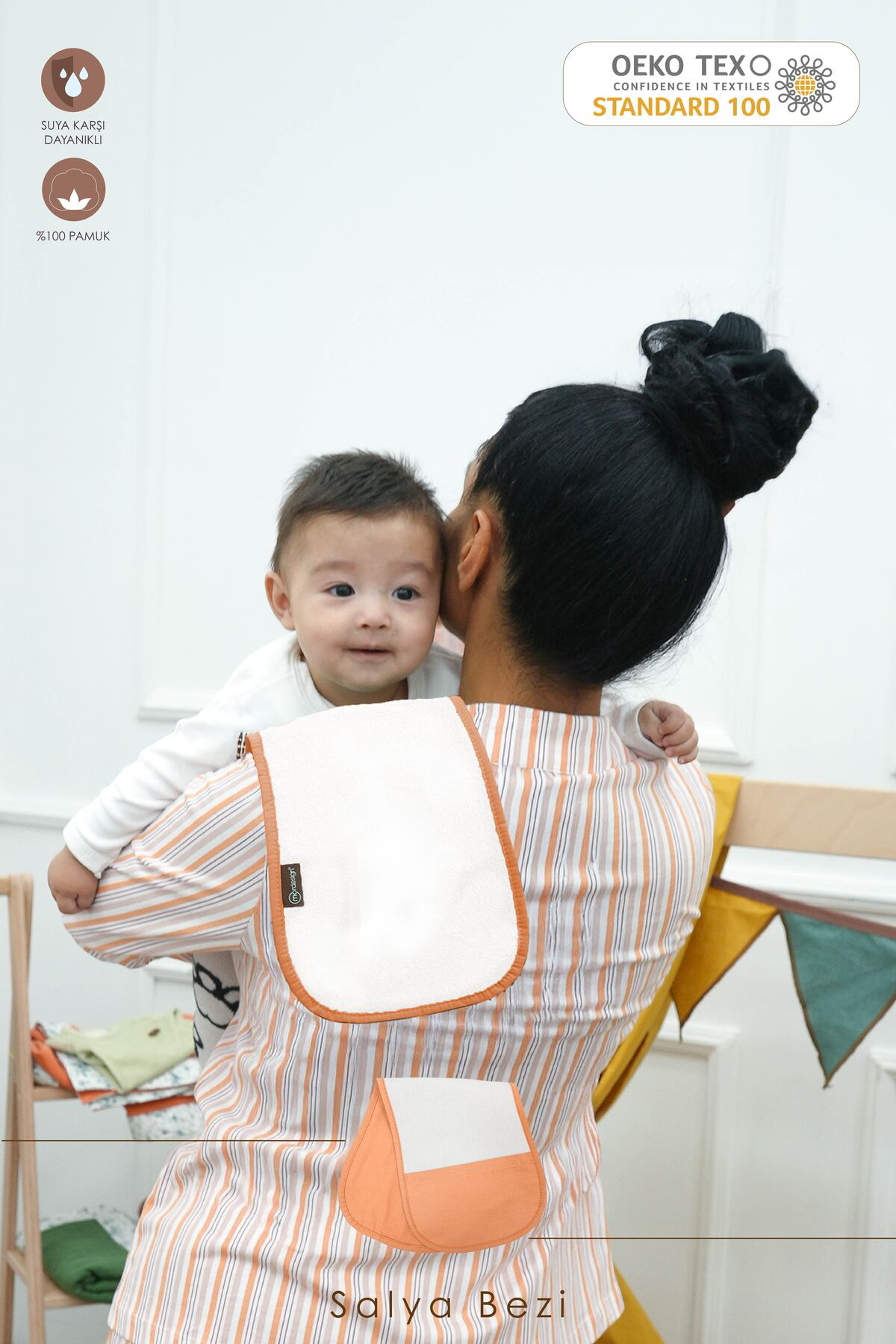 Mordesign Bebek Salya Bezi,Ağız Mendili, Yumuşak Geğirme Bezi,2 Katmanlı Sı