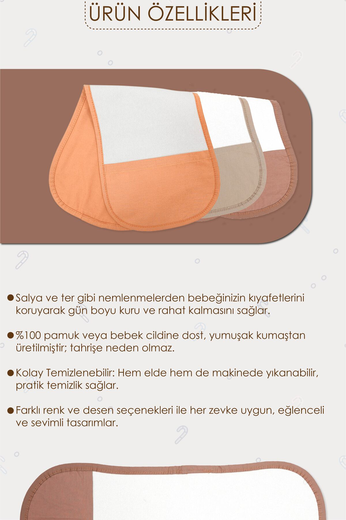 Mordesign Bebek Salya Bezi,Ağız Mendili, Yumuşak Geğirme Bezi,2 Katmanlı Sı