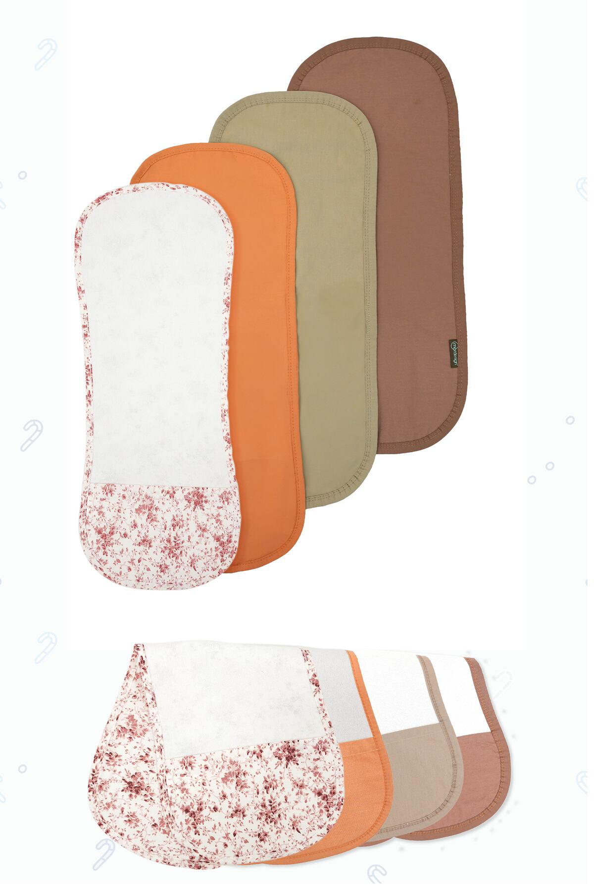 Mordesign Bebek Salya Bezi,Ağız Mendili, Yumuşak Geğirme Bezi,2 Katmanlı Sı