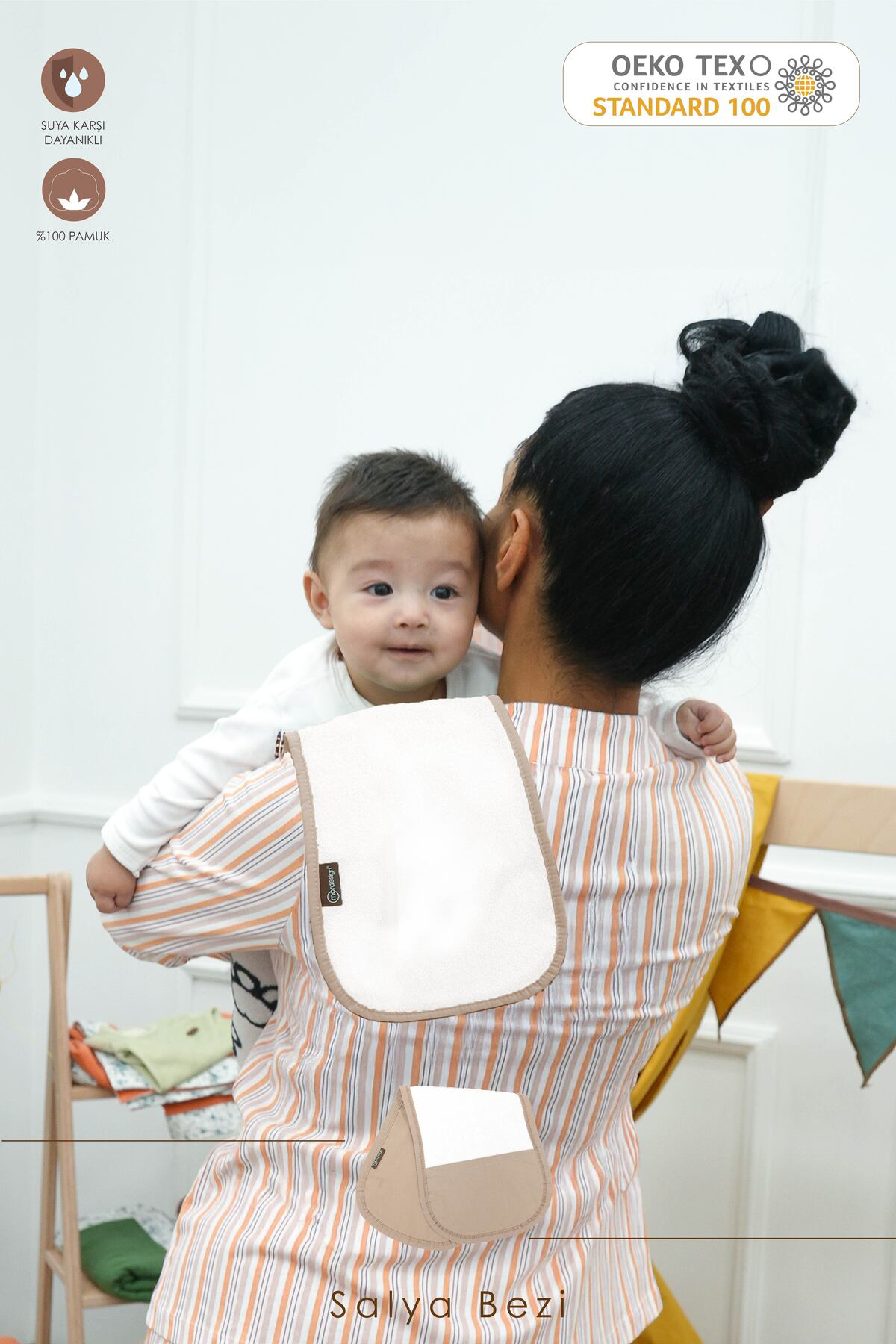 Mordesign Bebek Salya Bezi,Ağız Mendili, Yumuşak Geğirme Bezi,2 Katmanlı Sı