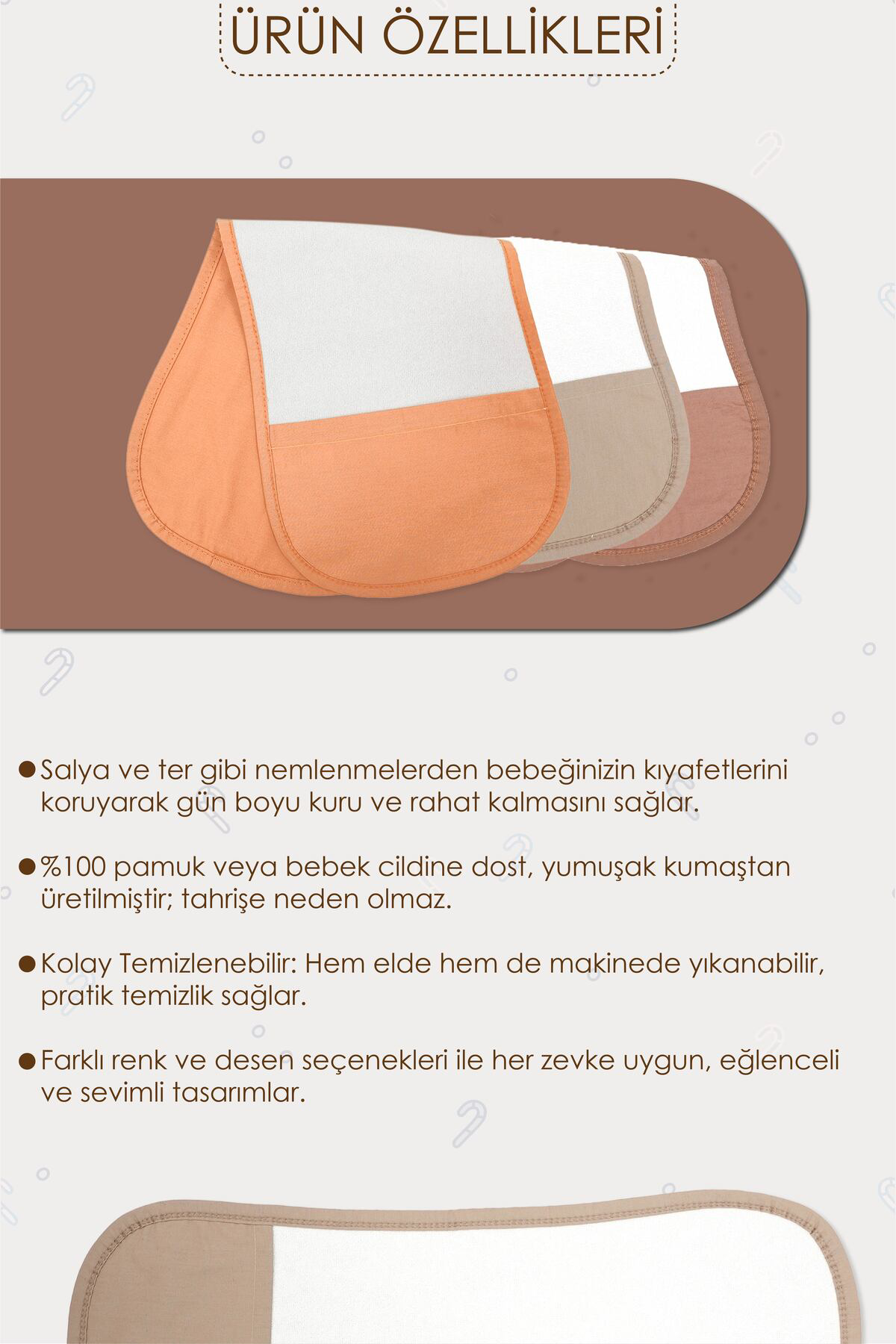 Mordesign Bebek Salya Bezi,Ağız Mendili, Yumuşak Geğirme Bezi,2 Katmanlı Sı