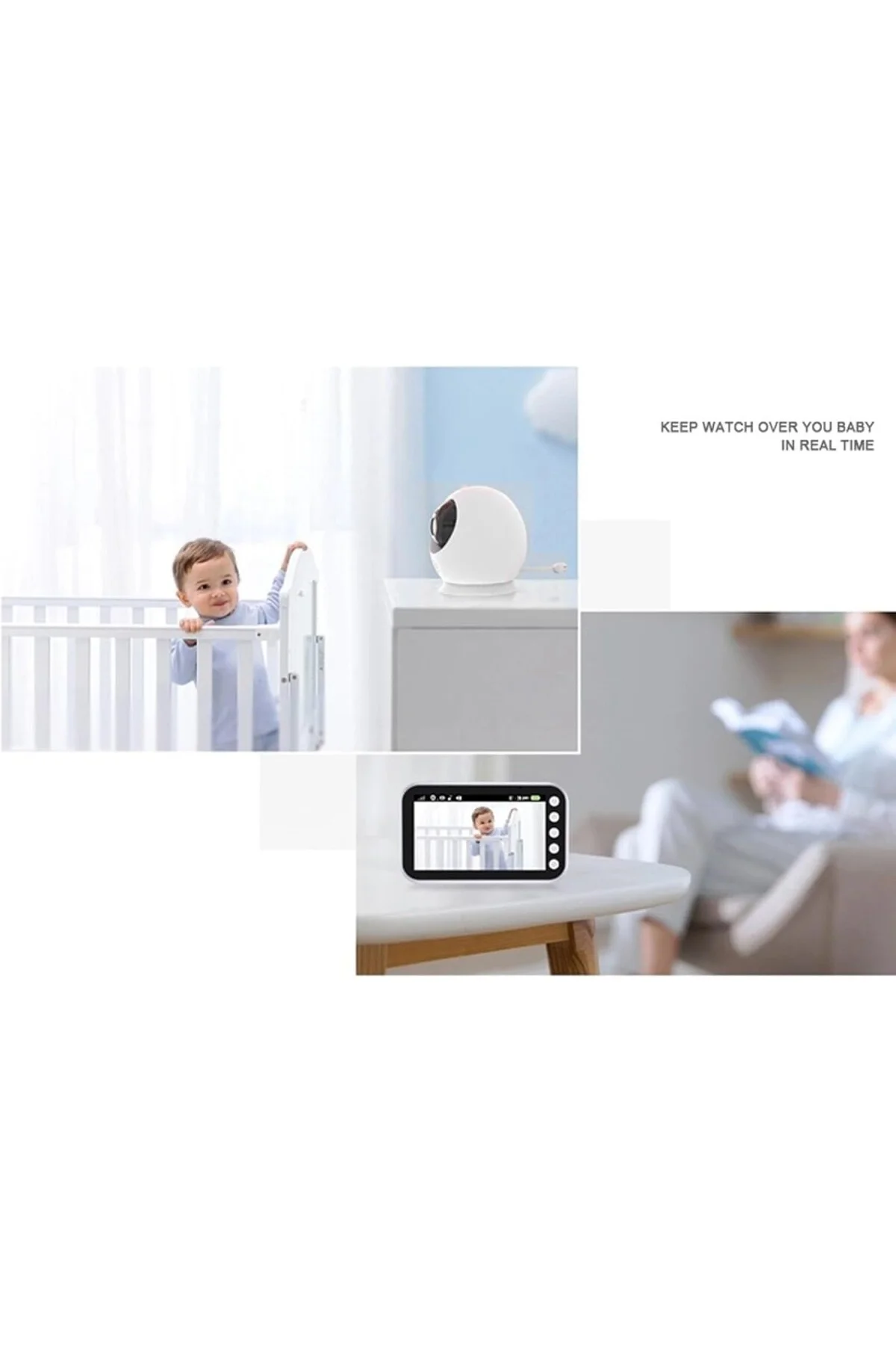Bebek Telsizi, 4,3 inç LCD Ekran, 100-240V Ses kontrolü, Bebek Te