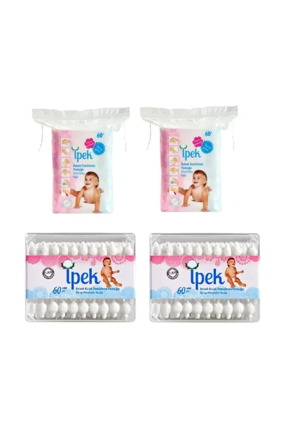 Bebek Temizleme Pamuğu 60 Lı +  Bebek Kulak Çöp 60 Lı