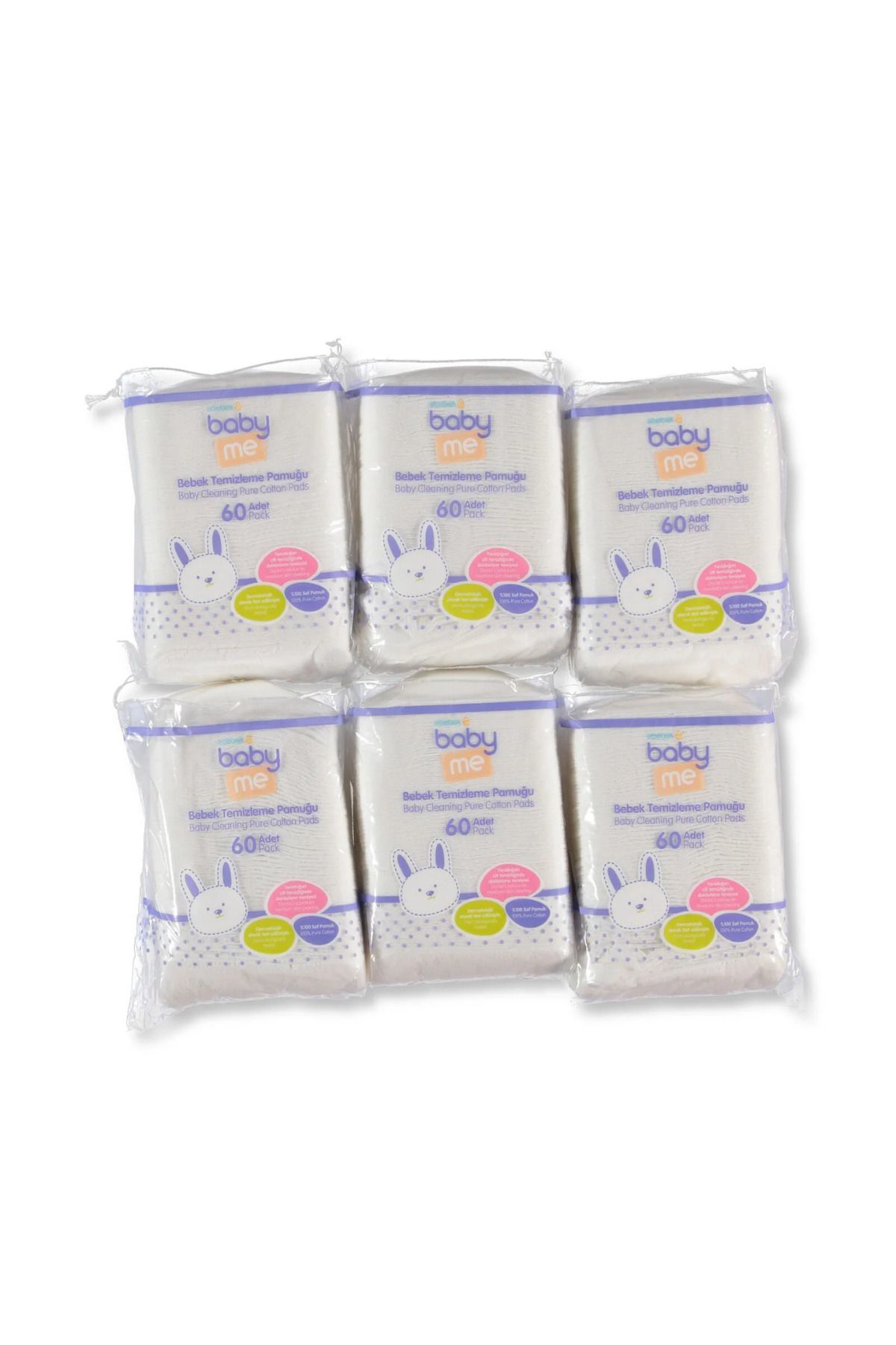 Baby&Me Bebek Temizleme Pamuğu 6X60 Adet / Bebek Bakim / Bebek Pamuğu