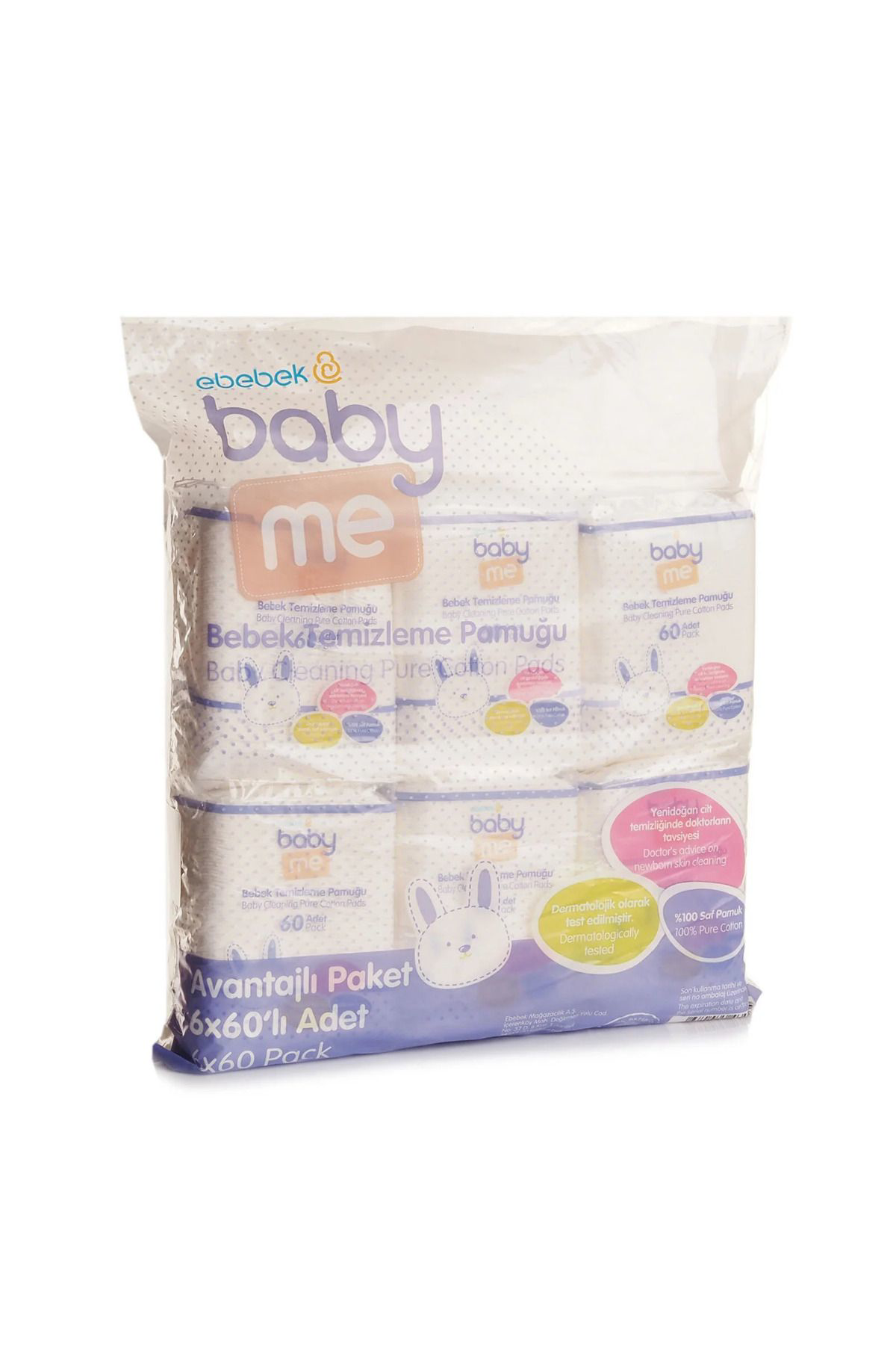 Baby&Me Bebek Temizleme Pamuğu 6X60 Adet / Bebek Bakim / Bebek Pamuğu