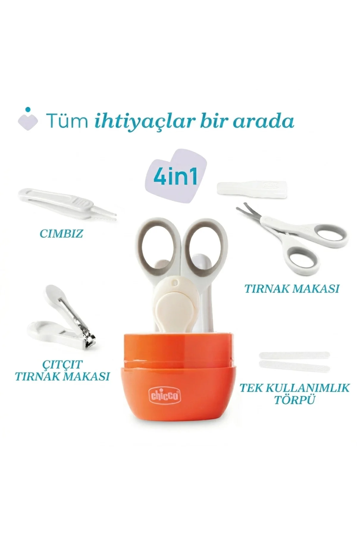 Bebek Tırnak Bakım Seti 0M+ Yenidoğan Tırnak Makası, Makas, Cımbız ve Törpü TİLKİ