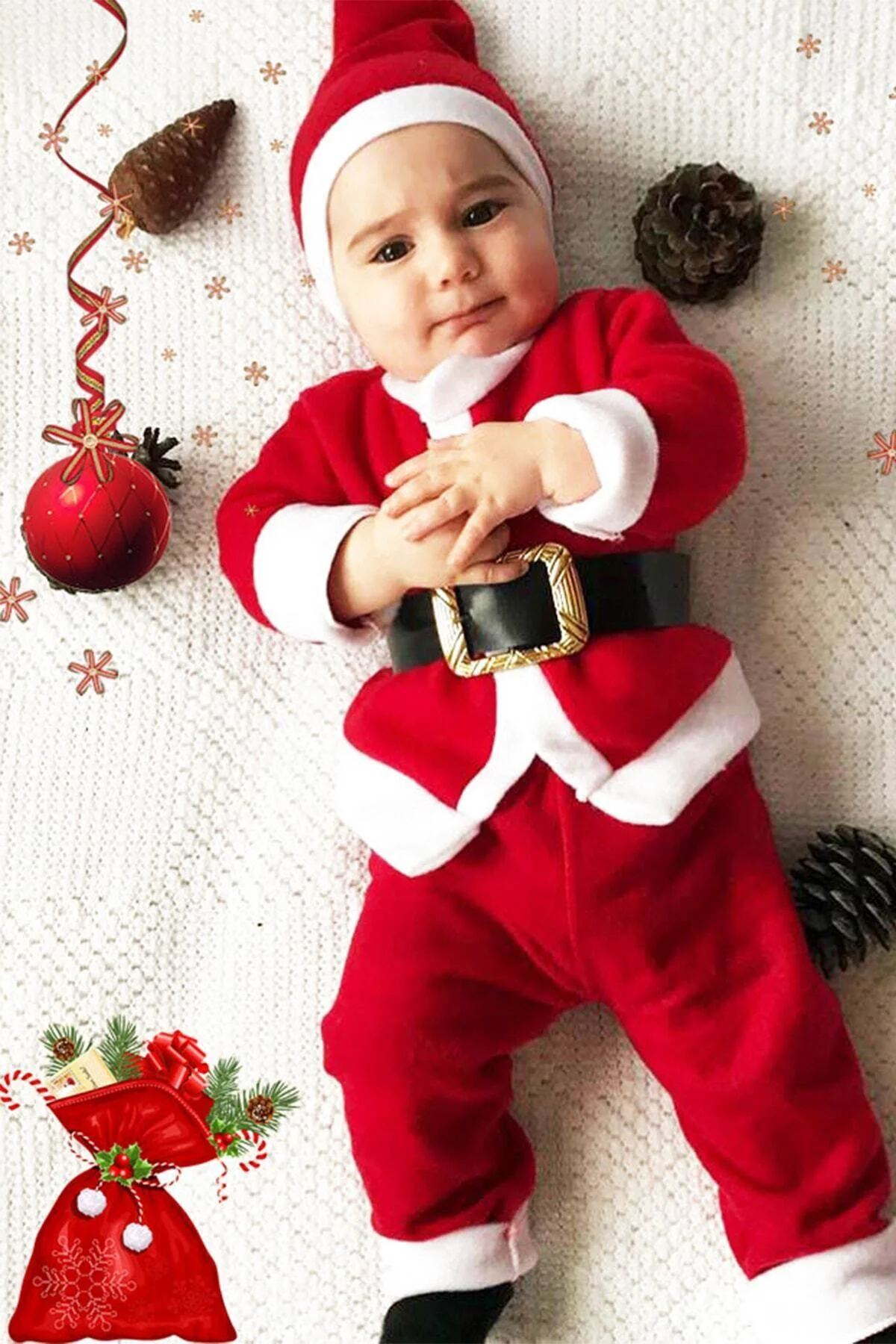 Bebek Ve Çocuk Yeni Yıl Noel Baba Kostüm. Yılbaşı Kostüm Kırmızı