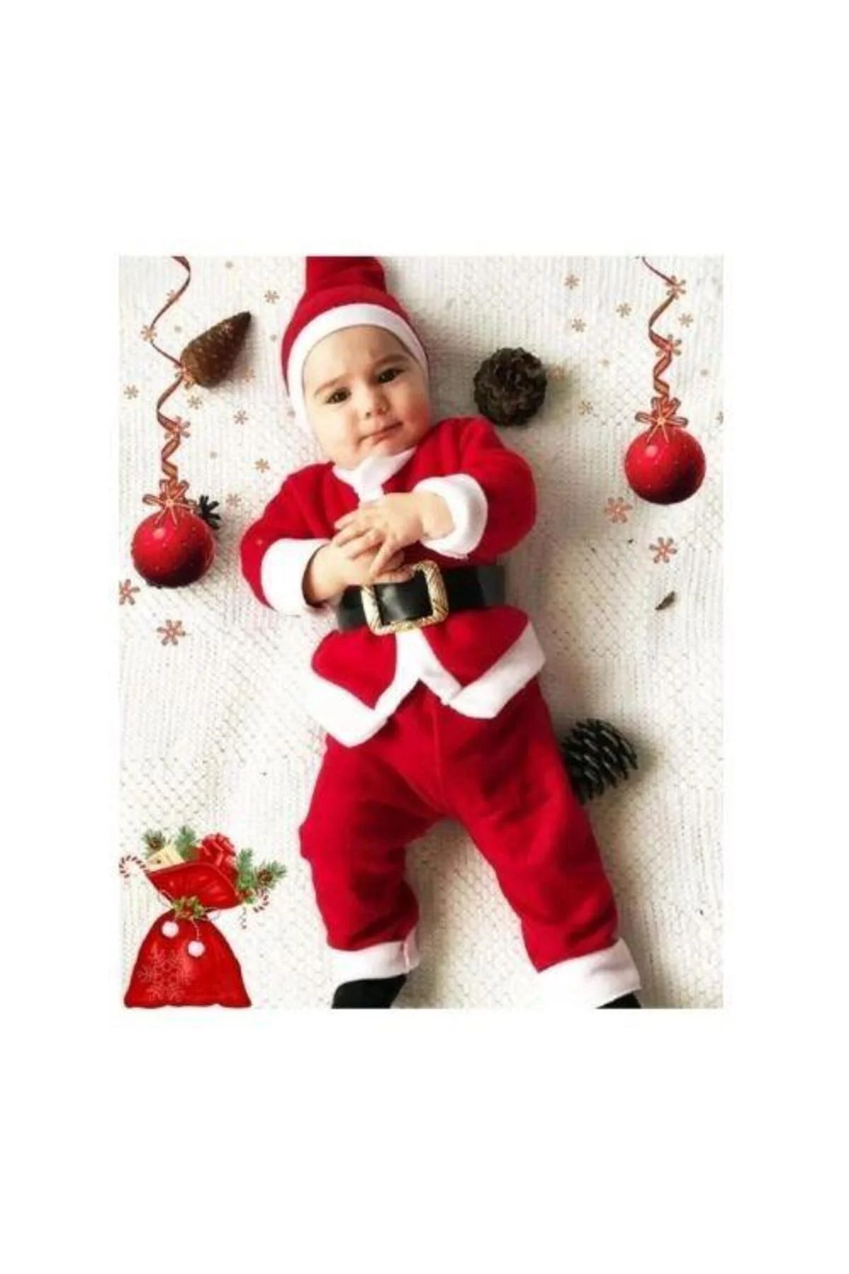 Bebek Ve Çocuk Yeni Yıl Noel Baba Kostüm Yılbaşı Kostüm Kırmızı