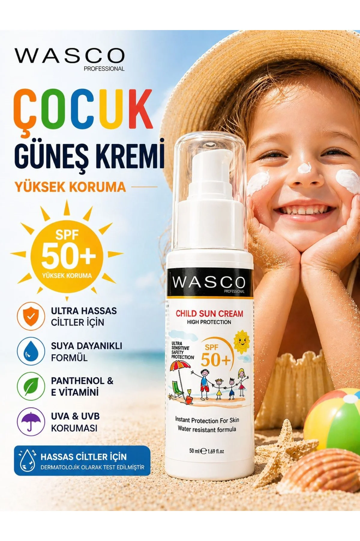 Bebek ve Çocuklar İçin Spf50+ Çok Yüksek Koruma Faktörlü Güneş Kr