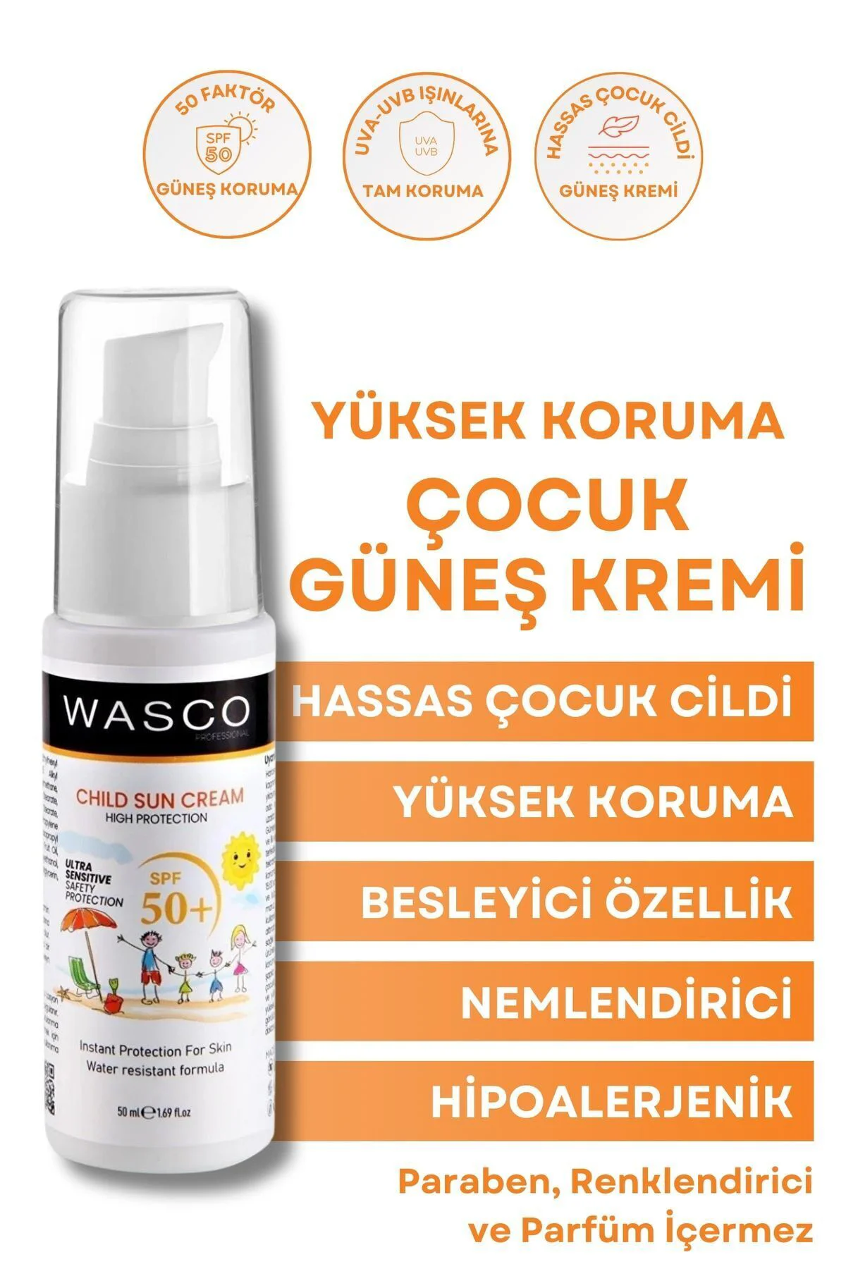 Bebek ve Çocuklar İçin Spf50+ Çok Yüksek Koruma Faktörlü Güneş Kr