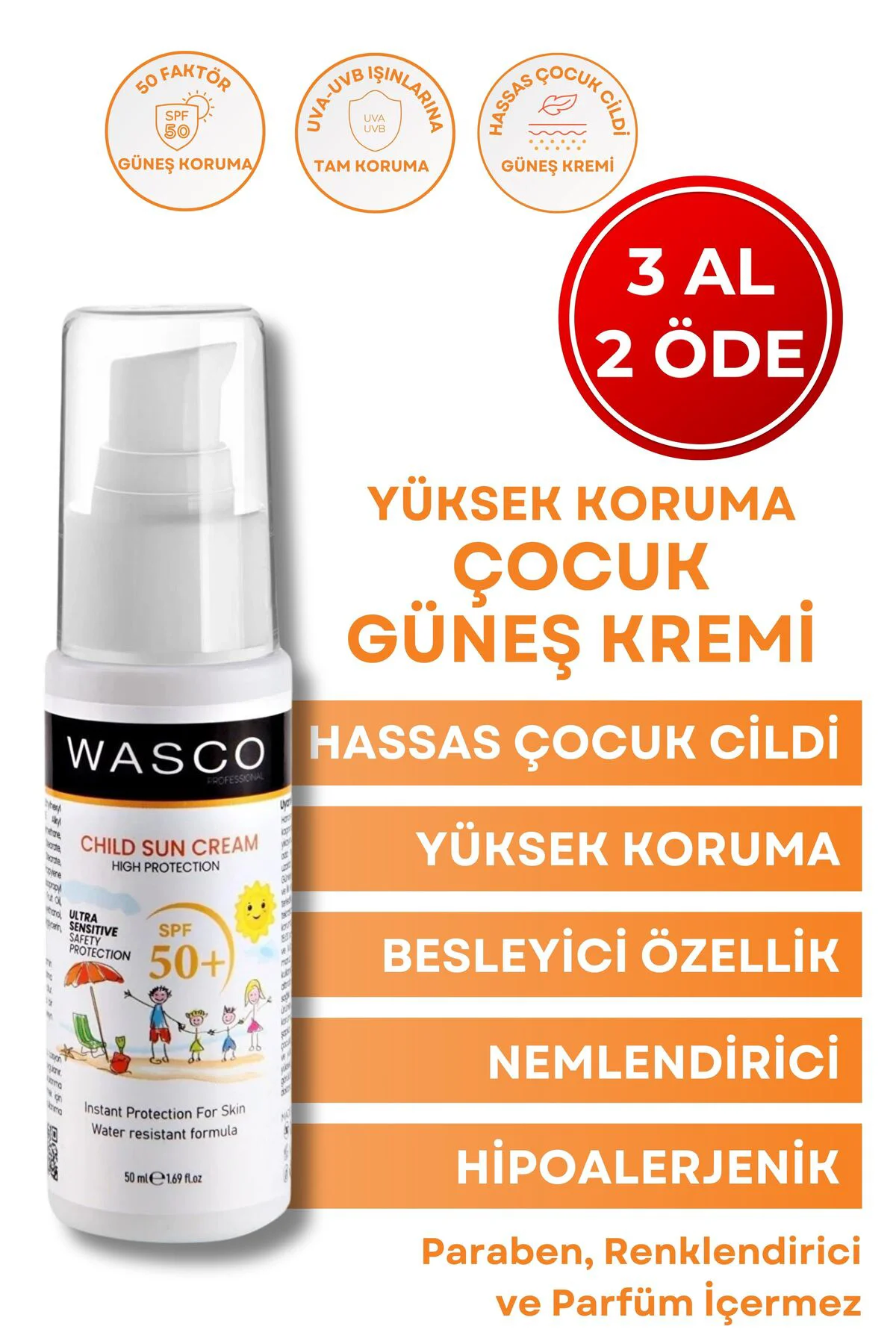 Bebek ve Çocuklar İçin Spf50+ Çok Yüksek Koruma Faktörlü Güneş Kr