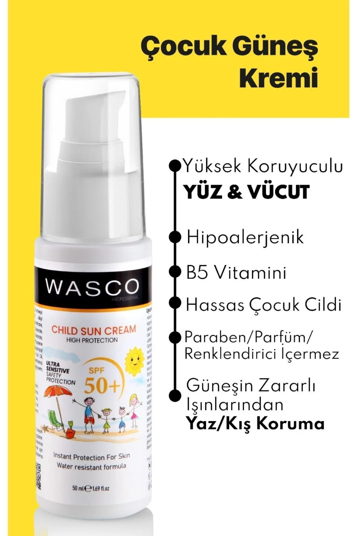 Bebek ve Çocuklar İçin Spf50+ Çok Yüksek Koruma Faktörlü Güneş Kr