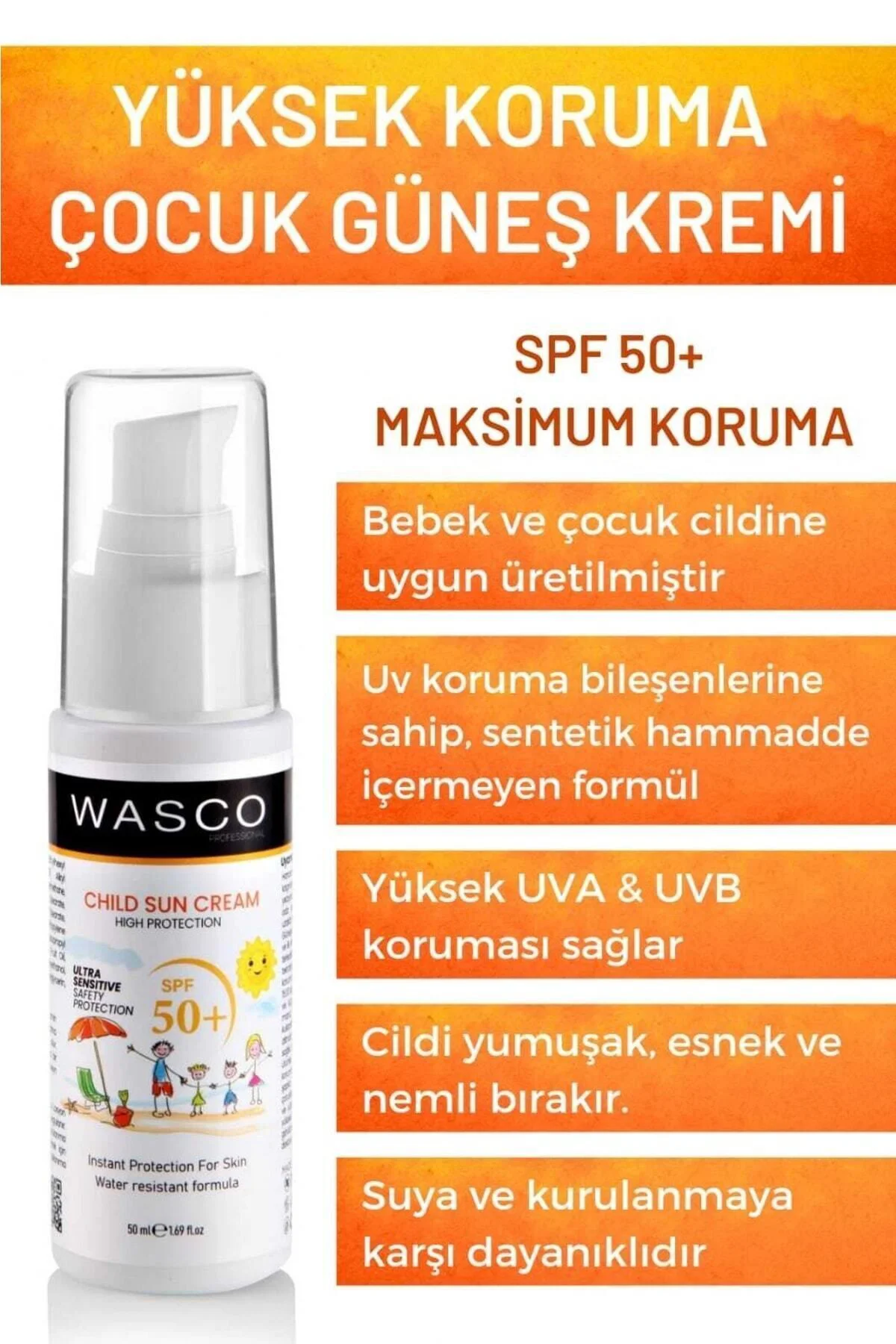 Bebek ve Çocuklar İçin Spf50+ Çok Yüksek Koruma Faktörlü Güneş Kr