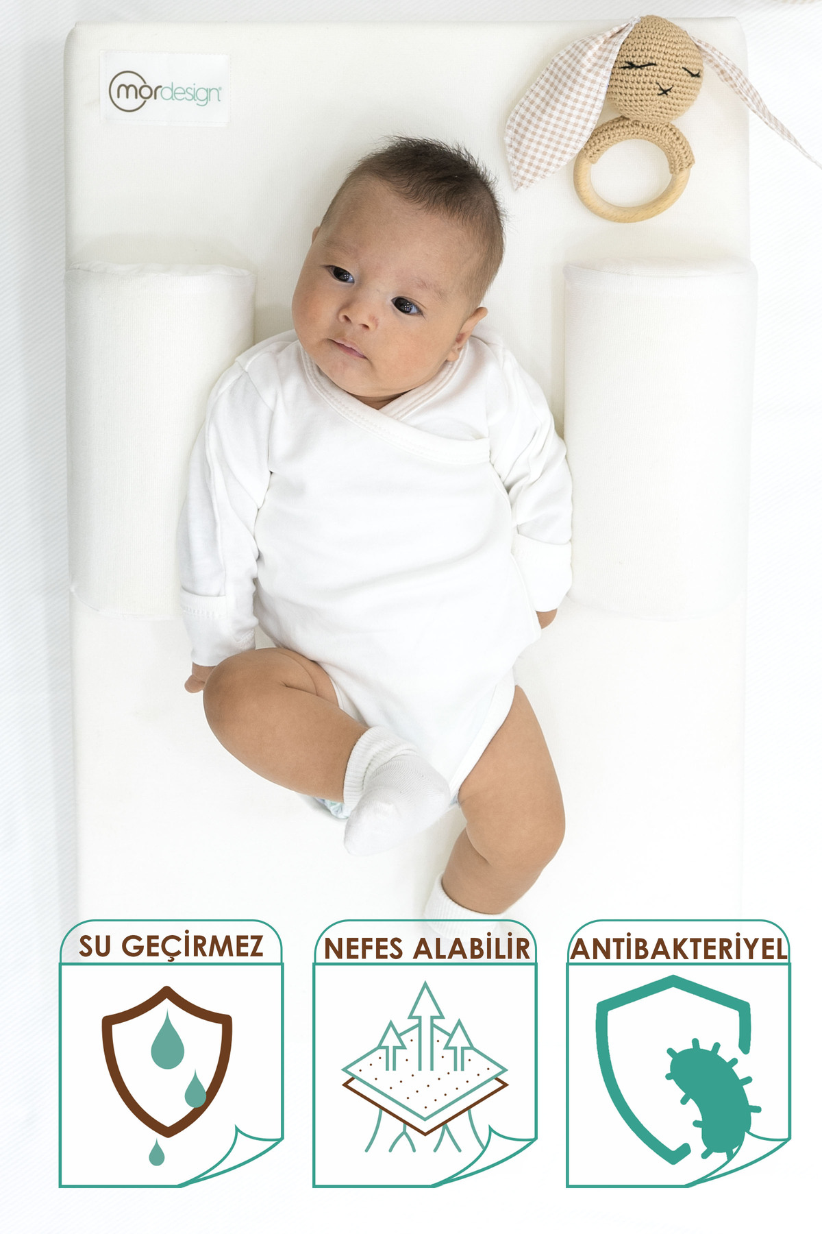 Bebek Yatağı, Yıkanabilir, Ayarlanabilir Yan Bariyer Yastıklı Ref