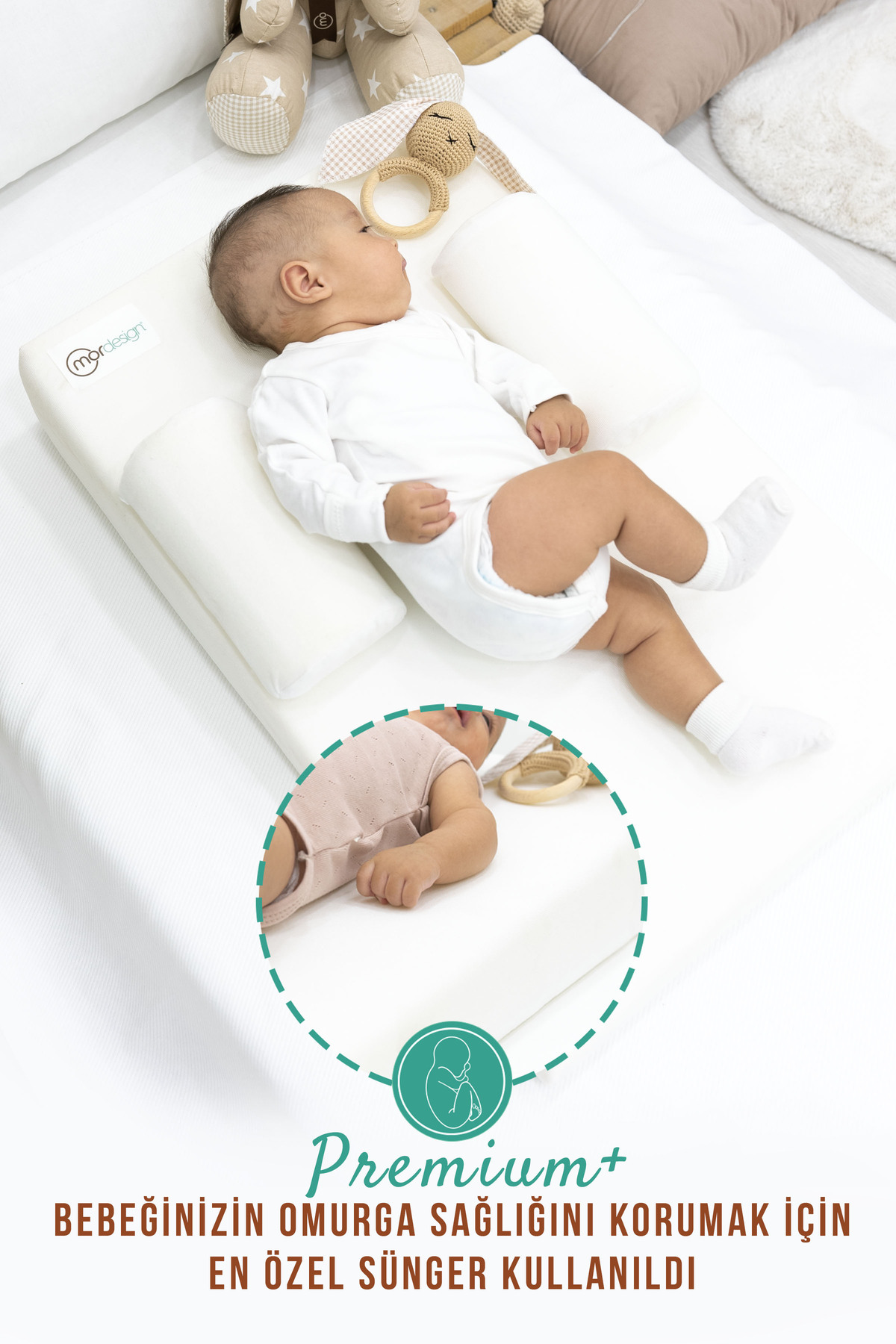 Mordesign Bebek Yatağı, Yıkanabilir, Ayarlanabilir Yan Bariyer Yastıklı Ref