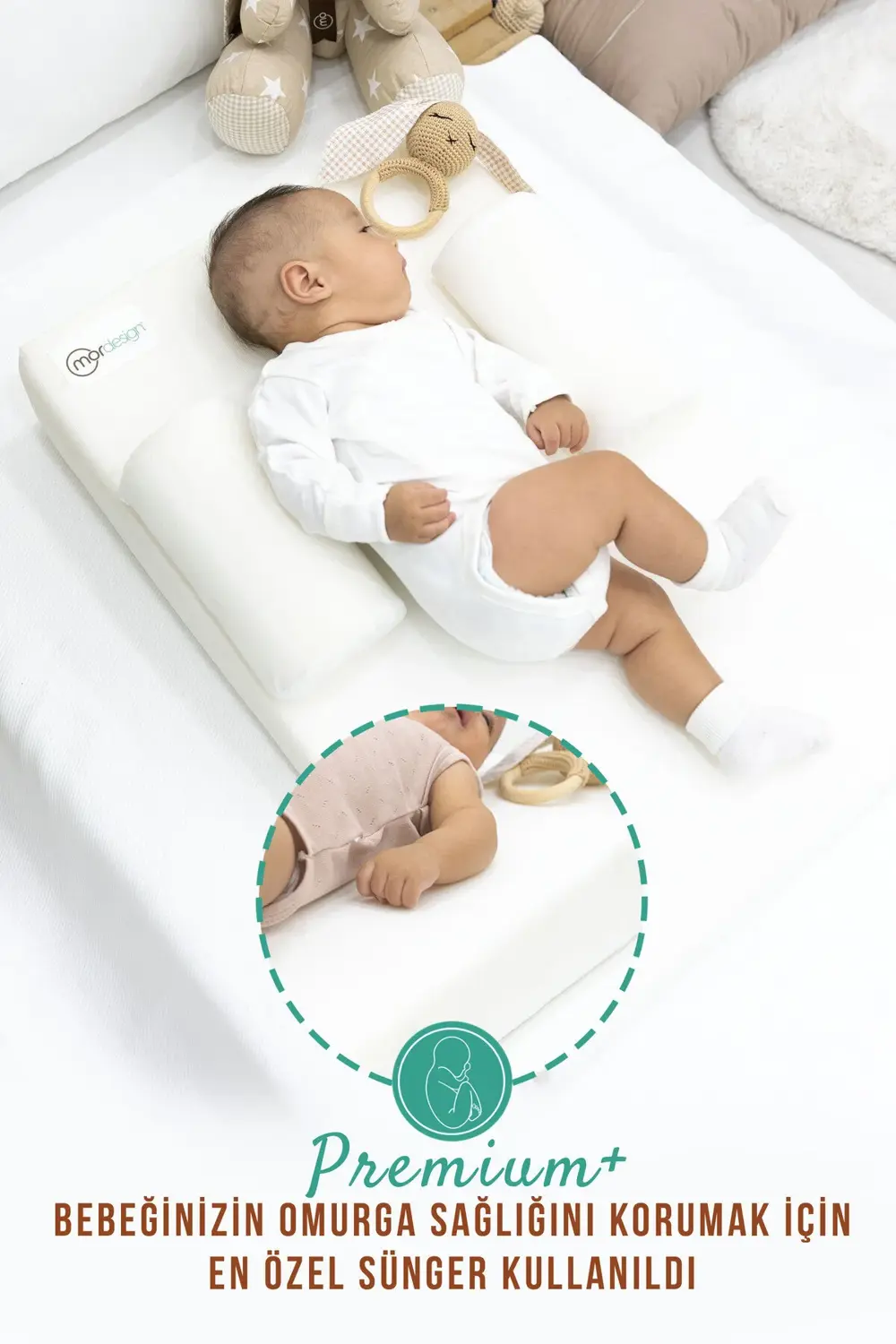 Mordesign Bebek Yatağı, Yıkanabilir, Ayarlanabilir Yan Bariyer Yastıklı Ref