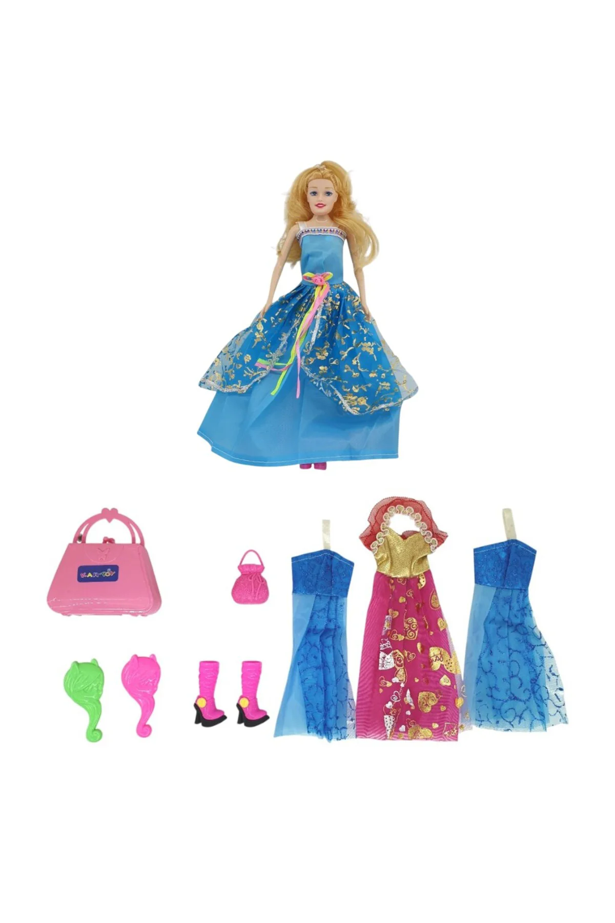 Bebek Yedek Elbiseli Ve Aksesuarlı - 1115-21 - Mavi (Lisinya)