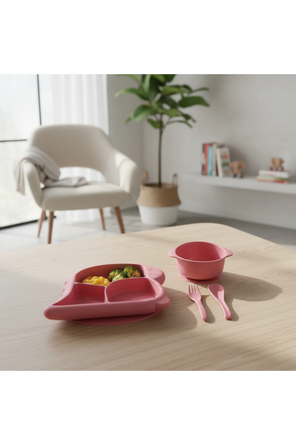 "Bebek Yemek Takımı | Dinozor Şekilli Plastik Tabak, Mama Kasesi,