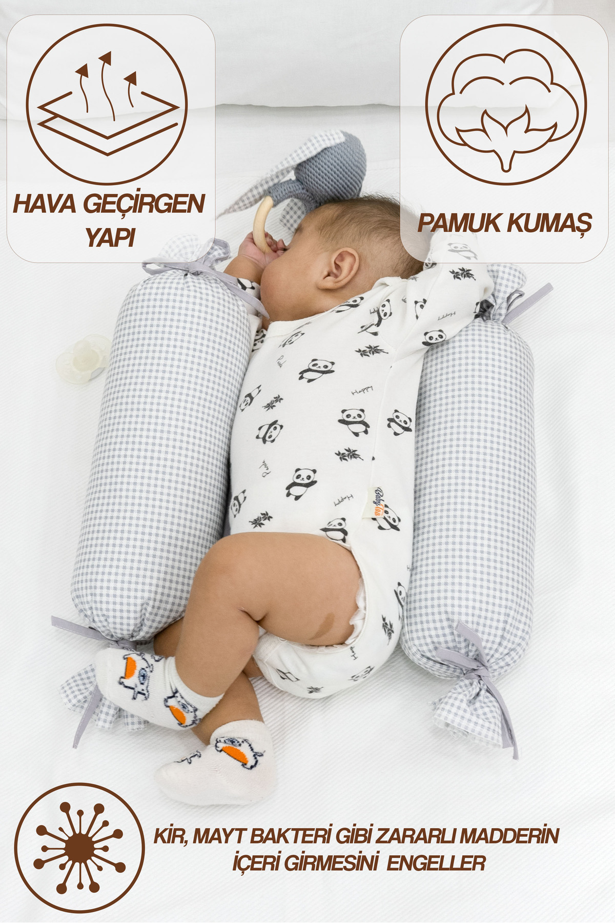 Mordesign Bebek Yuvarlanma Önleyici Yastık, Yenidoğan Yan Yatış Yastığı, Pu