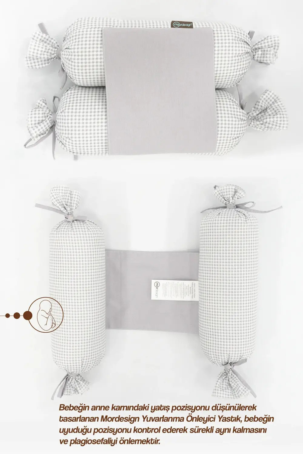 Mordesign Bebek Yuvarlanma Önleyici Yastık, Yenidoğan Yan Yatış Yastığı, Pu