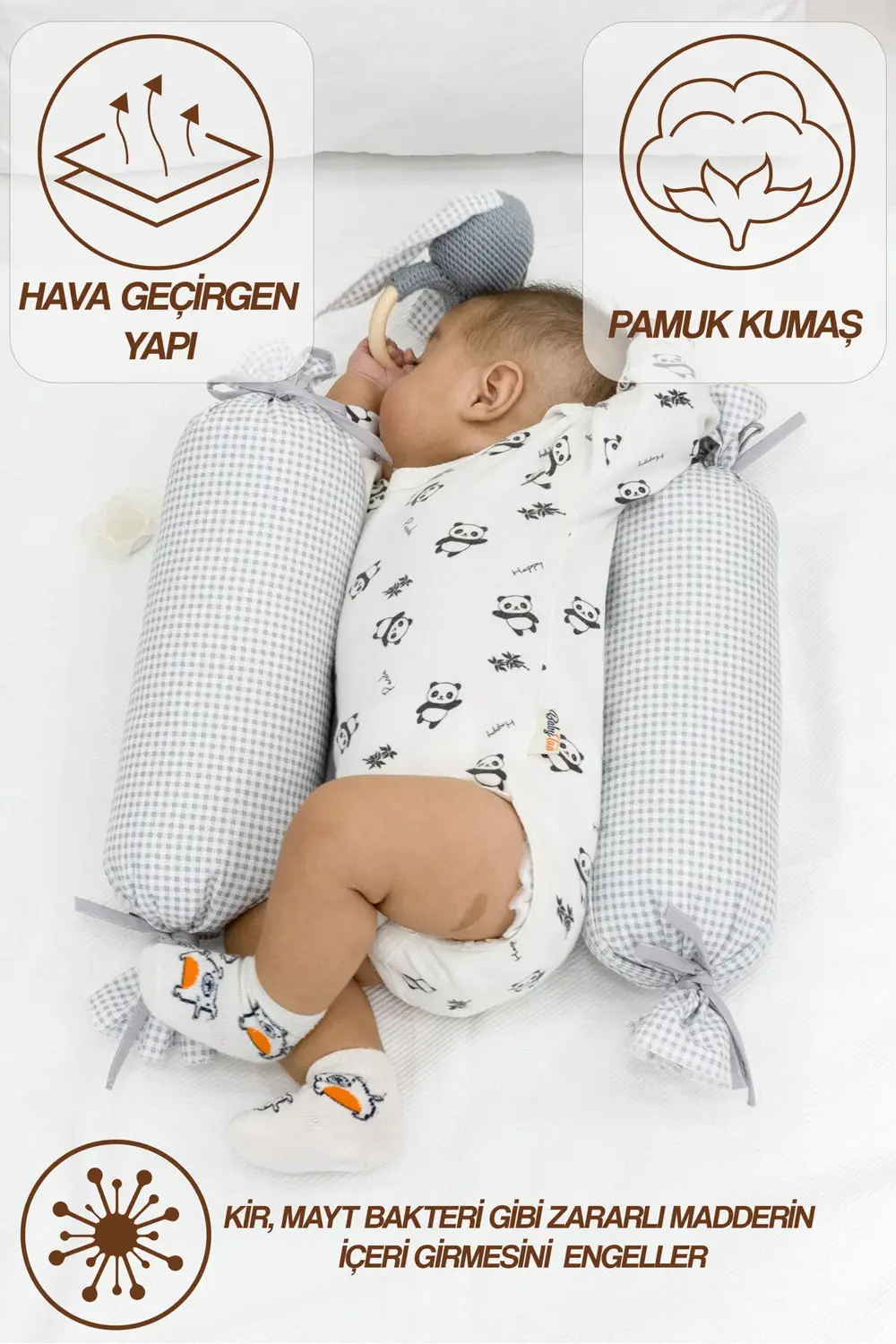 Mordesign Bebek Yuvarlanma Önleyici Yastık, Yenidoğan Yan Yatış Yastığı, Pu