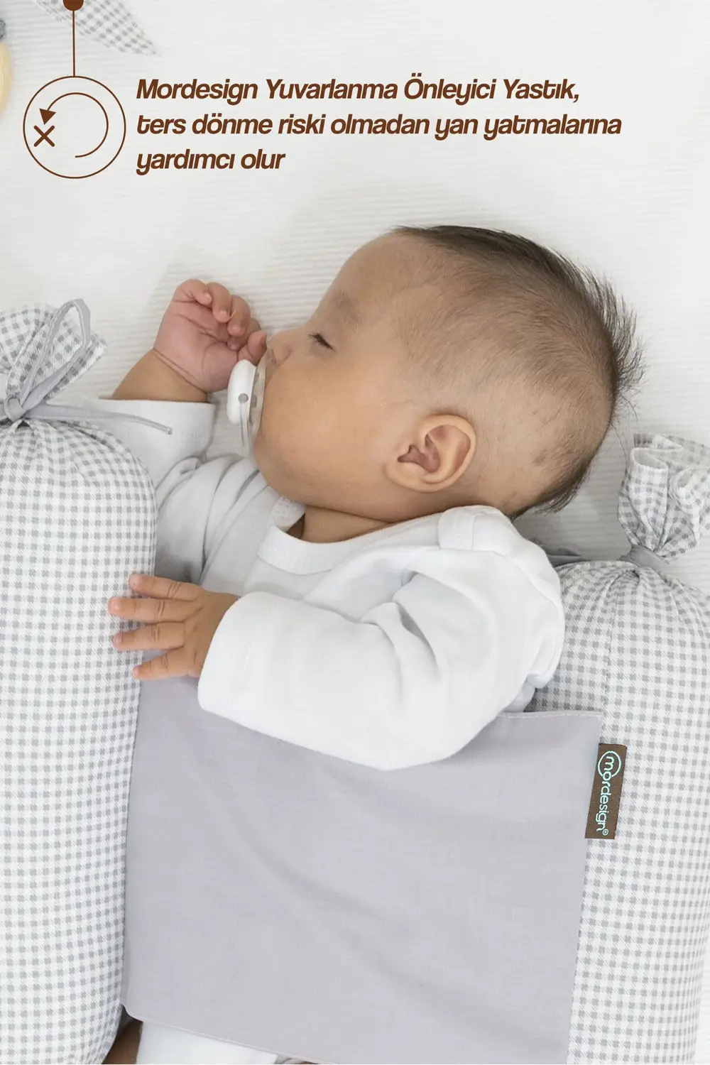 Mordesign Bebek Yuvarlanma Önleyici Yastık, Yenidoğan Yan Yatış Yastığı, Pu
