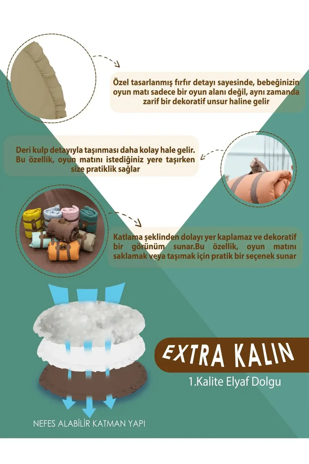 Bebek/Çocuk Oyun Halısı, Yenidoğan Emekleme Pedi, Aktivite Matı,