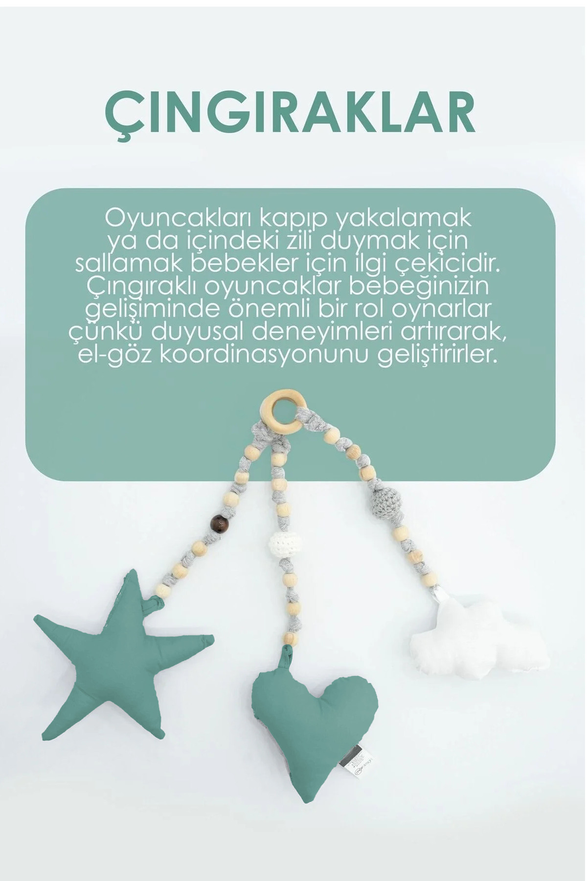 Bebekler Için 3 Adet Montessori Oyuncak, Handmade Çıngırak Oyunca