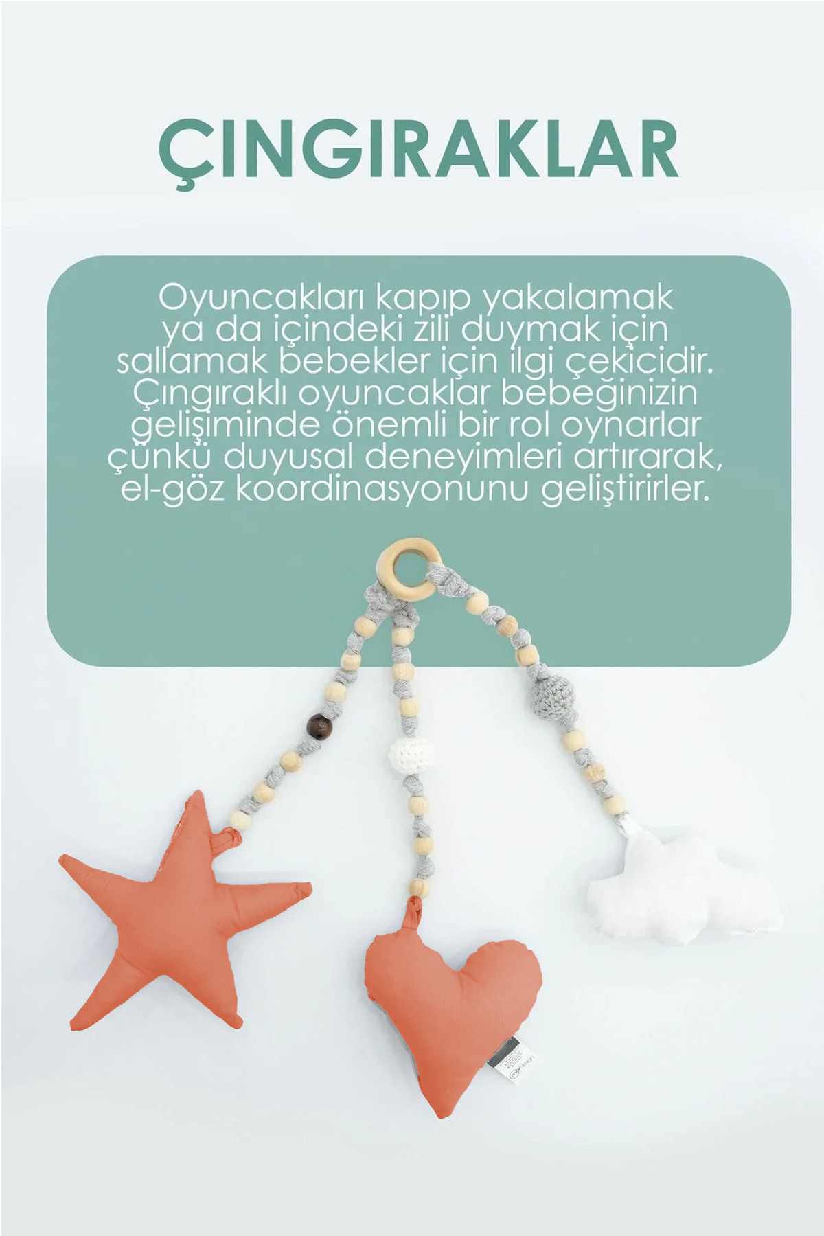 Bebekler Için 3 Adet Montessori Oyuncak, Handmade Çıngırak Oyunca