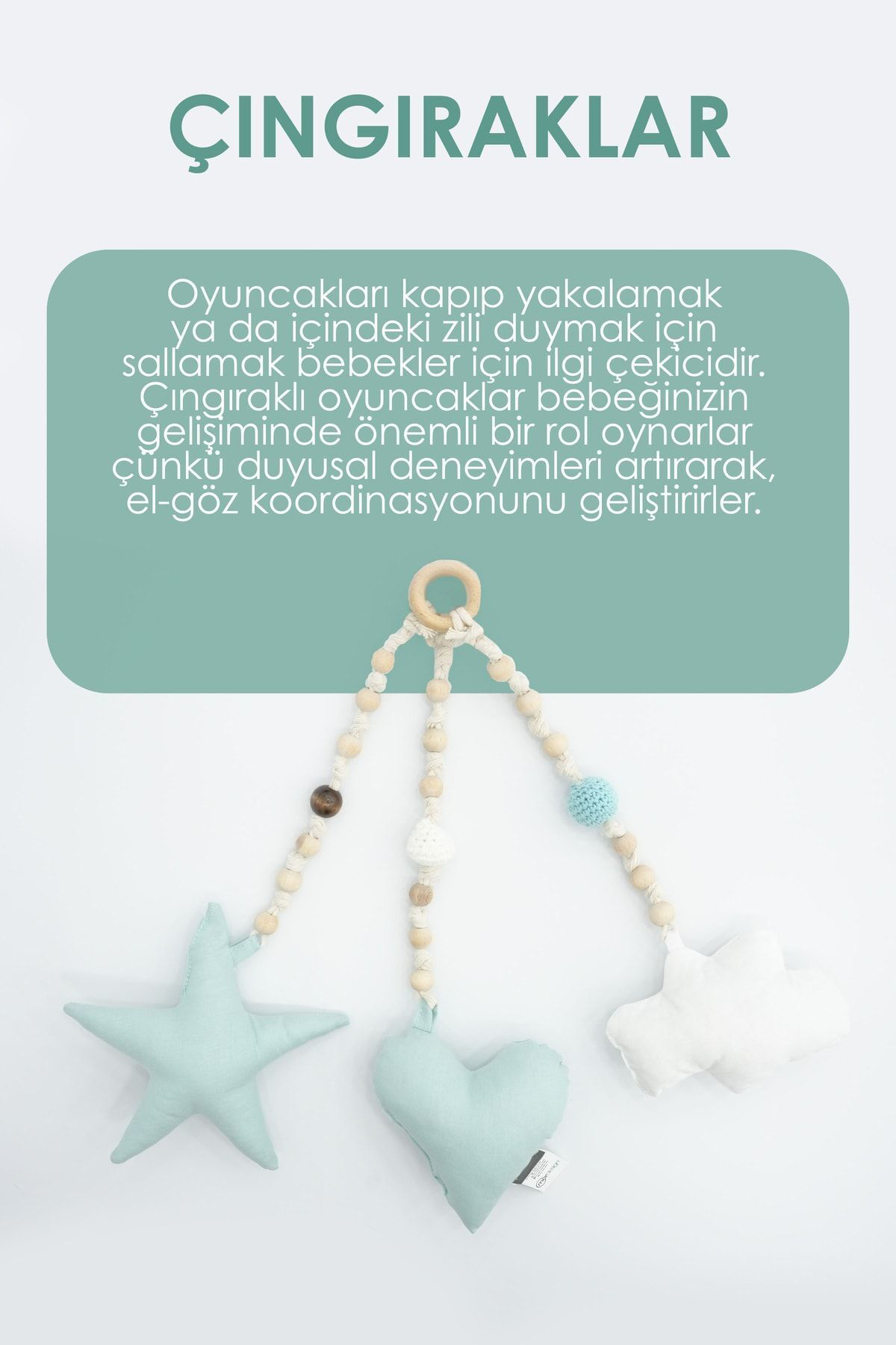 Bebekler Için 3 Adet Montessori Oyuncak, Handmade Çıngırak Oyunca