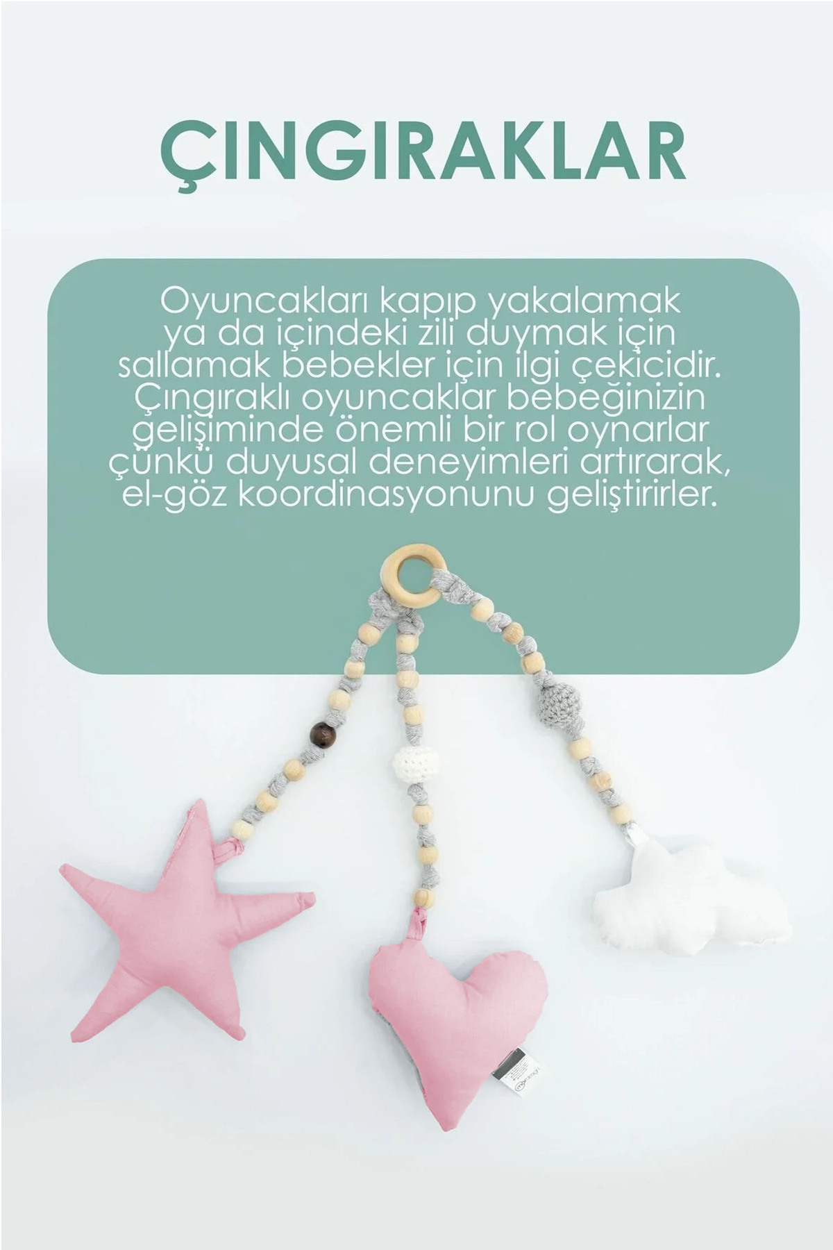 Bebekler Için 3 Adet Montessori Oyuncak, Handmade Çıngırak Oyunca