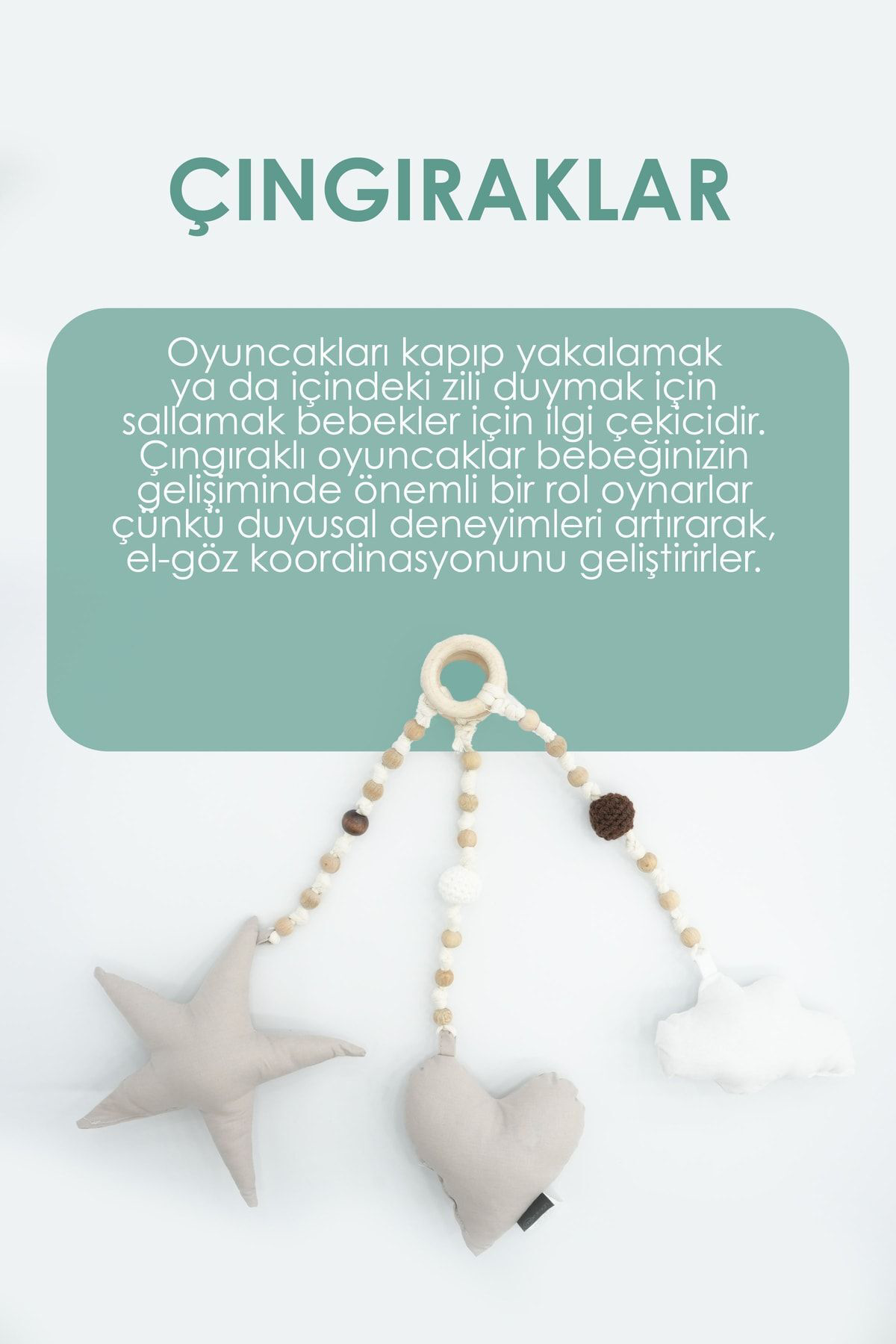 Bebekler Için 3 Adet Montessori Oyuncak, Handmade Çıngırak Oyunca