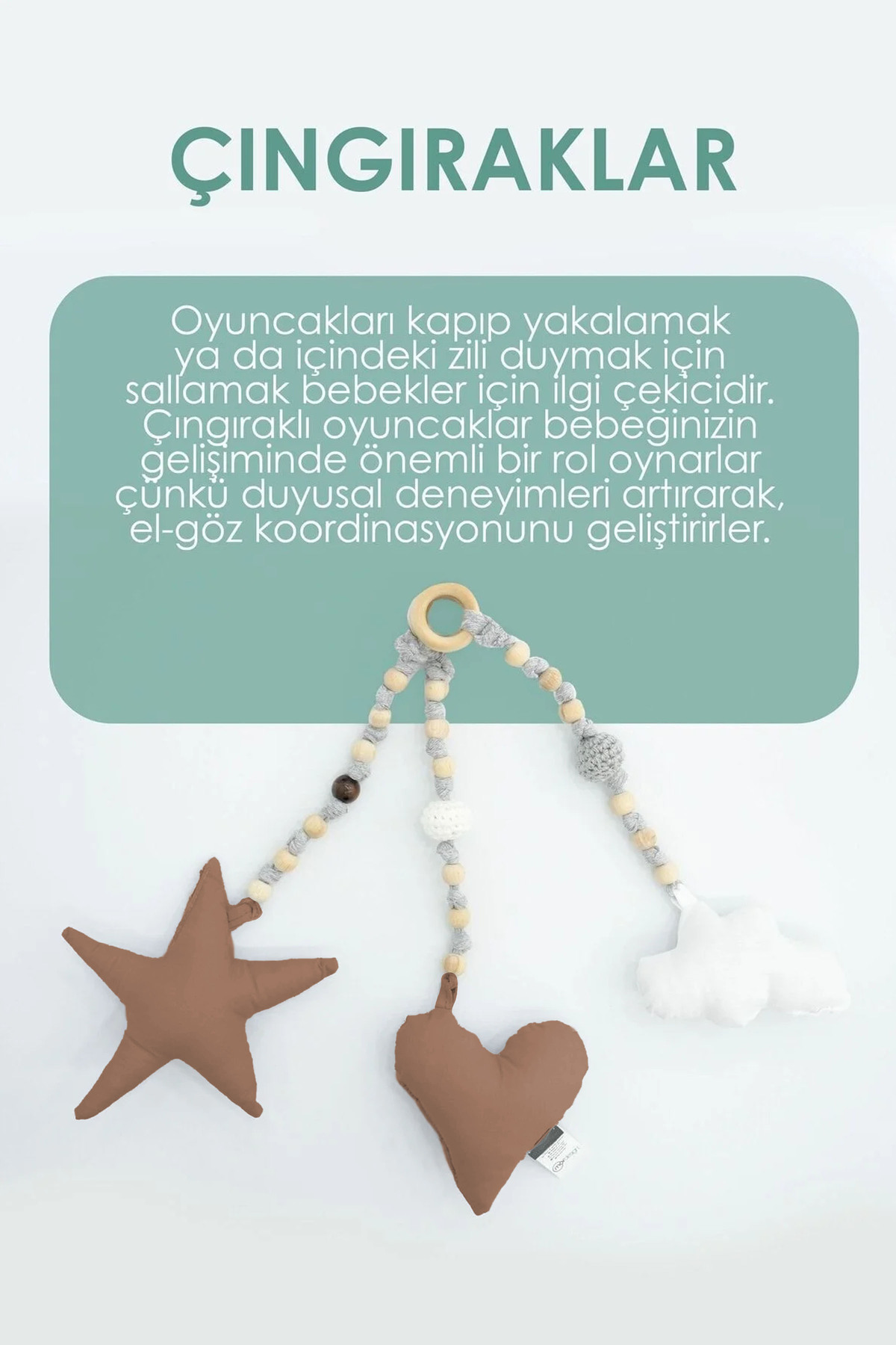Bebekler Için 3 Adet Montessori Oyuncak,Handmade Çıngırak Oyuncak
