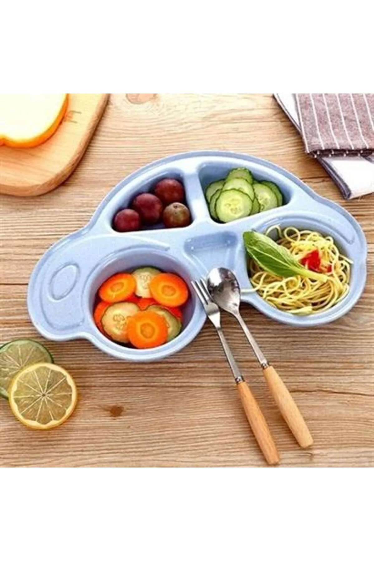 Bebekler İçin Araba Şeklinde Sevimli Mama Tabağı Çocuk Tabldot