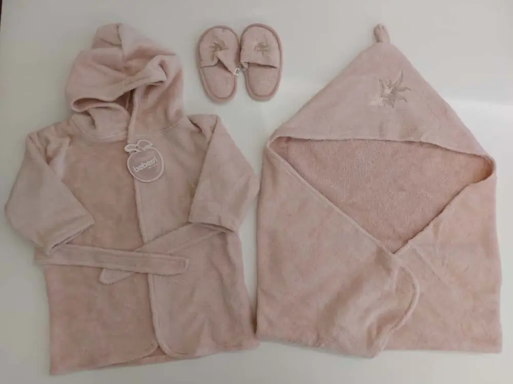 Bebessi %100 Pamuk Bornoz Seti Pudra Pembe BBSS.PPMB.3980