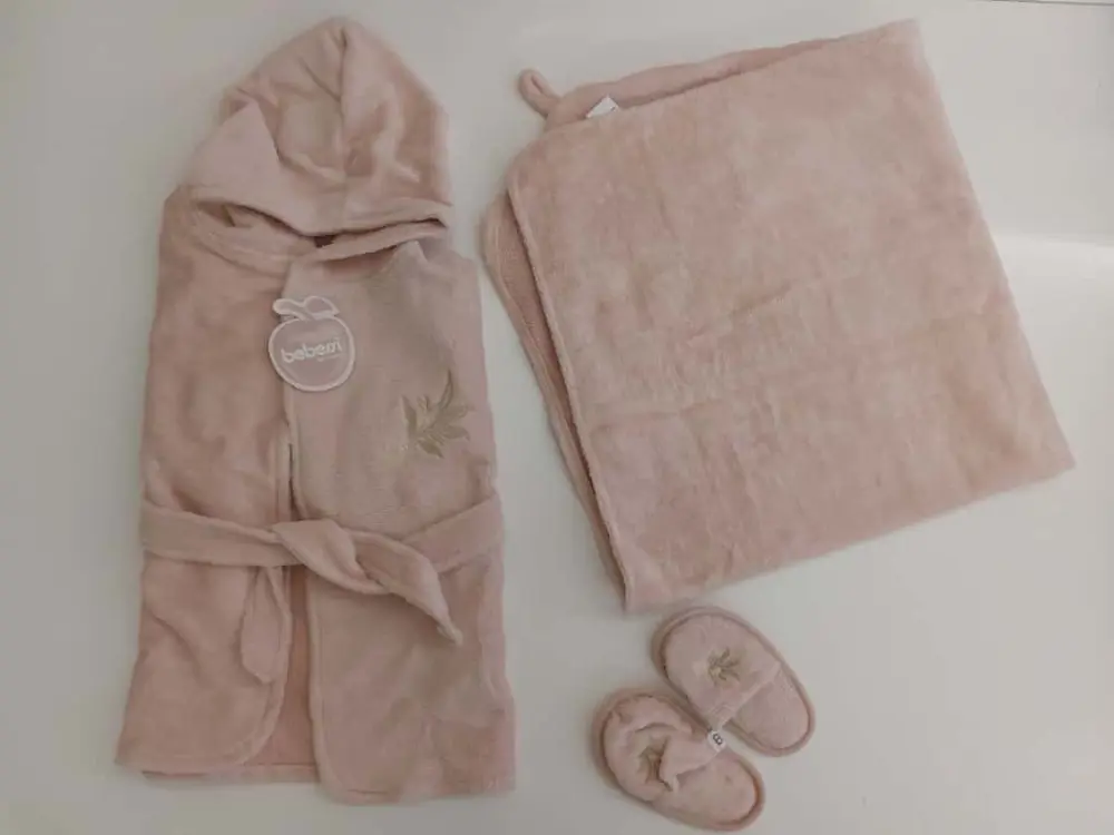 Bebessi %100 Pamuk Bornoz Seti Pudra Pembe BBSS.PPMB.3980
