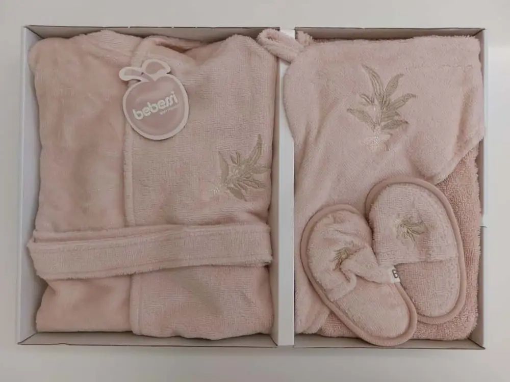 Bebessi %100 Pamuk Bornoz Seti Pudra Pembe BBSS.PPMB.3980
