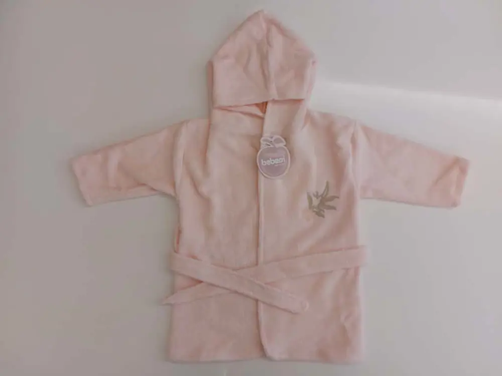 Bebessi %100 Pamuk Bornoz Seti Pudra Somon BBSS.SMN.3980